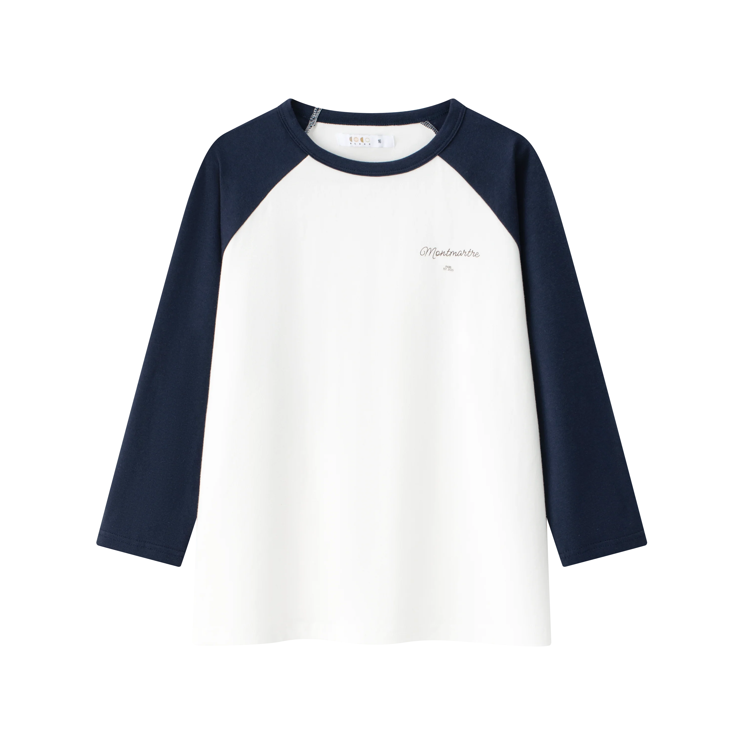 COCO BLANC WHITE/NAVY RAGLAN 3/4 SLEEVE T-SHIRT