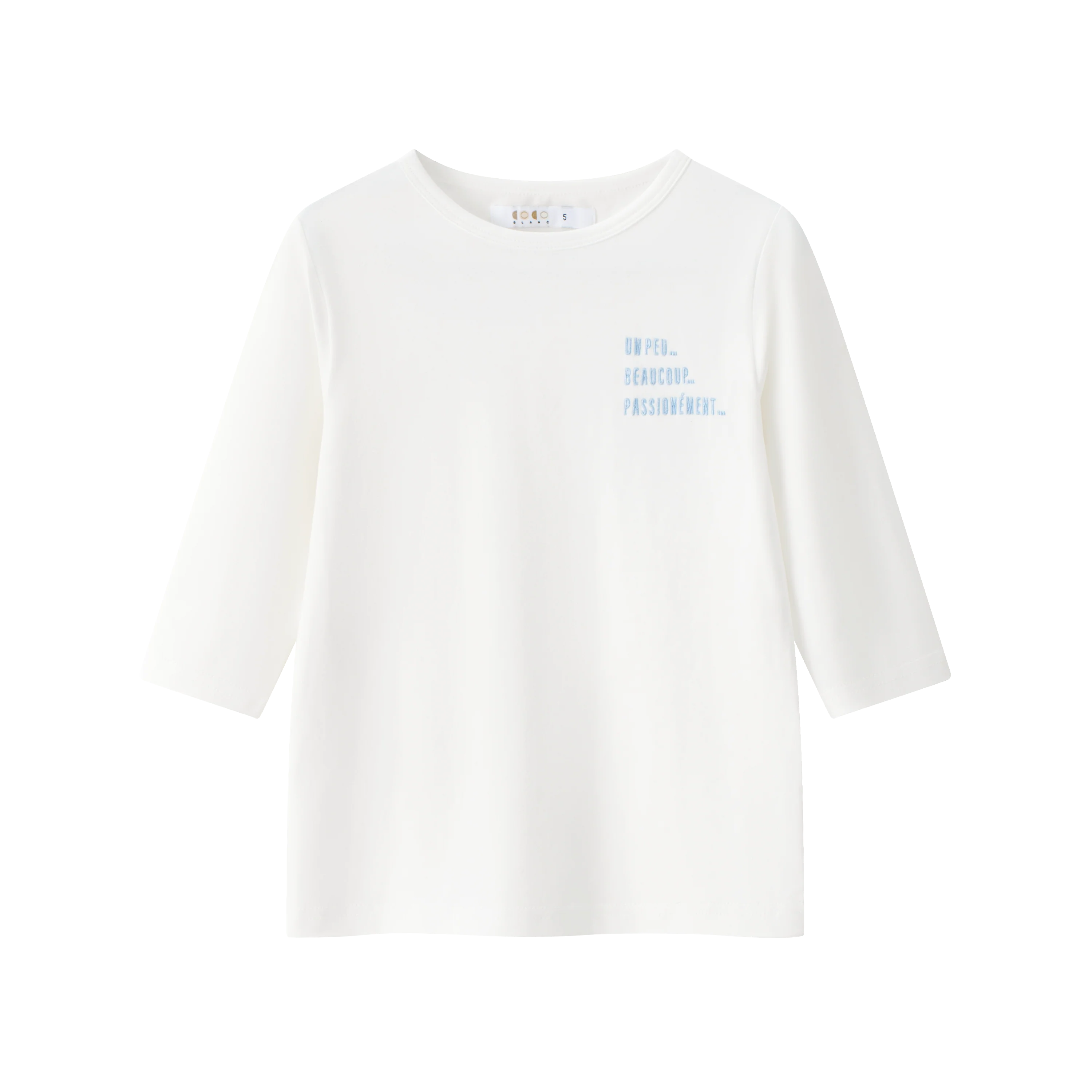 COCO BLANC WHITE WORDED 3/4 SLEEVE T-SHIRT