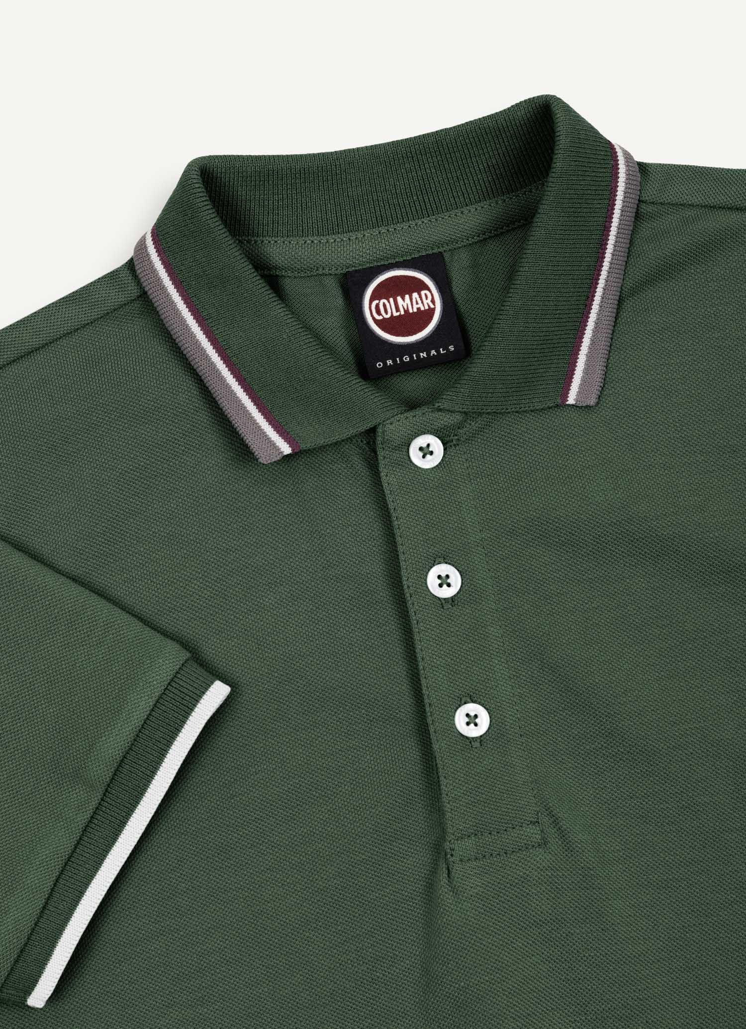 COLMAR HUNTER GREEN STRIPE TRIM POLO T-SHIRT - Image 2