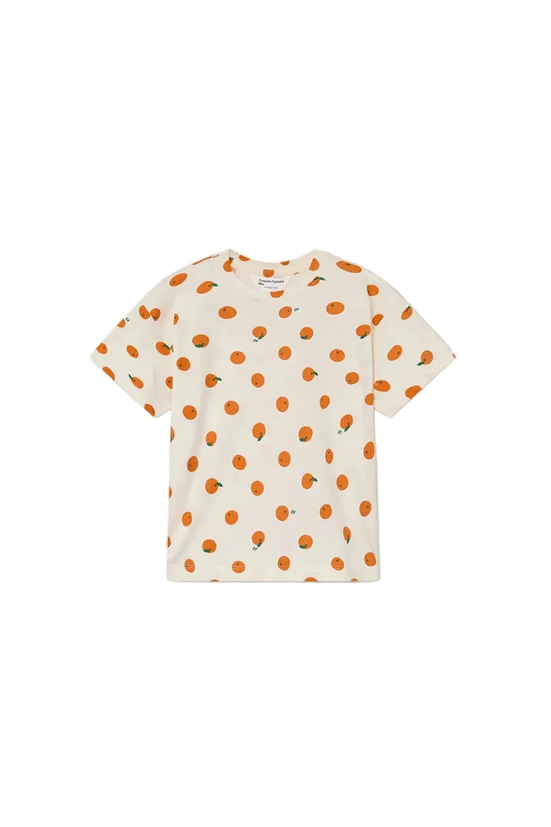 COMPANIA FANTASTI ORANGE FRUIT PRINT T-SHIRT