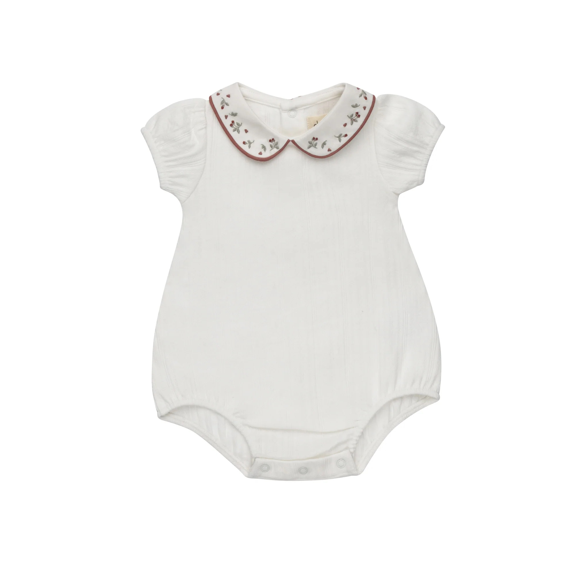 ELYS & CO IVORY/PINK FLORAL EMBROIDERED ROMPER