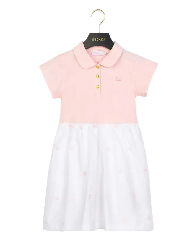 ESCADA PINK/WHITE BUTTON COLLARED DRESS