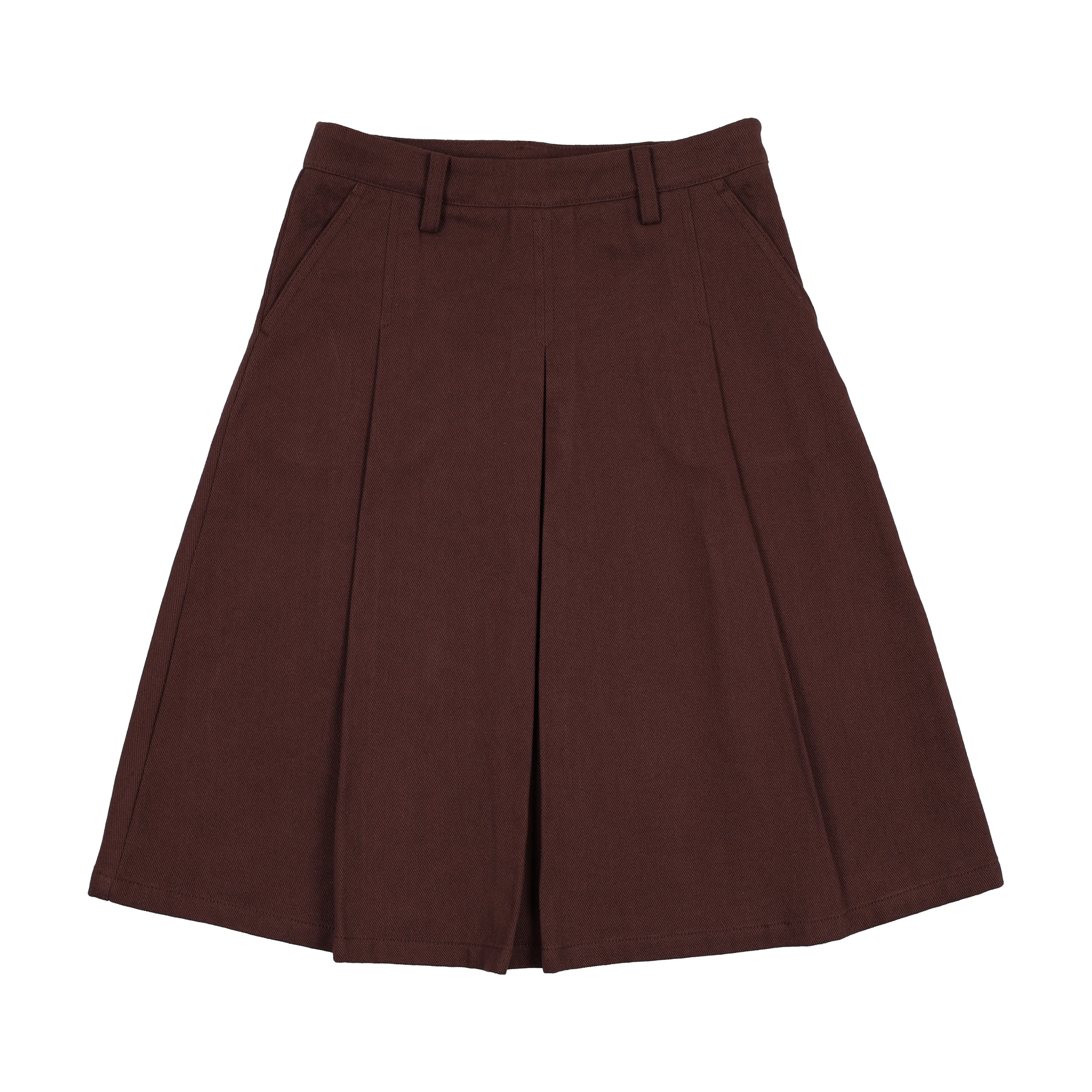 FARREN + ME BURGUNDY DENIM WASHED PLEATED SKIRT [FINAL SALE]