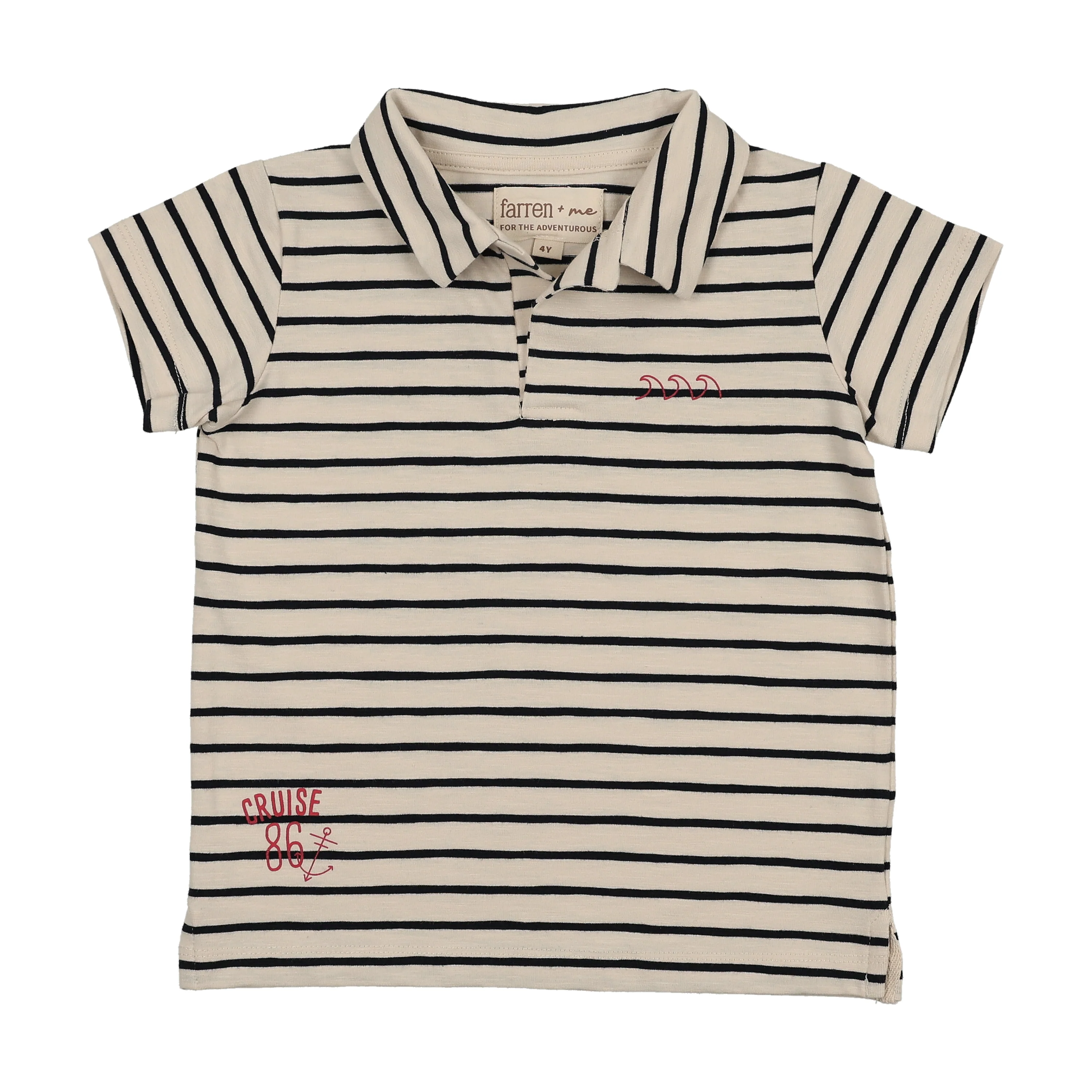 FARREN + ME NAVY STRIPED POLO T-SHIRT