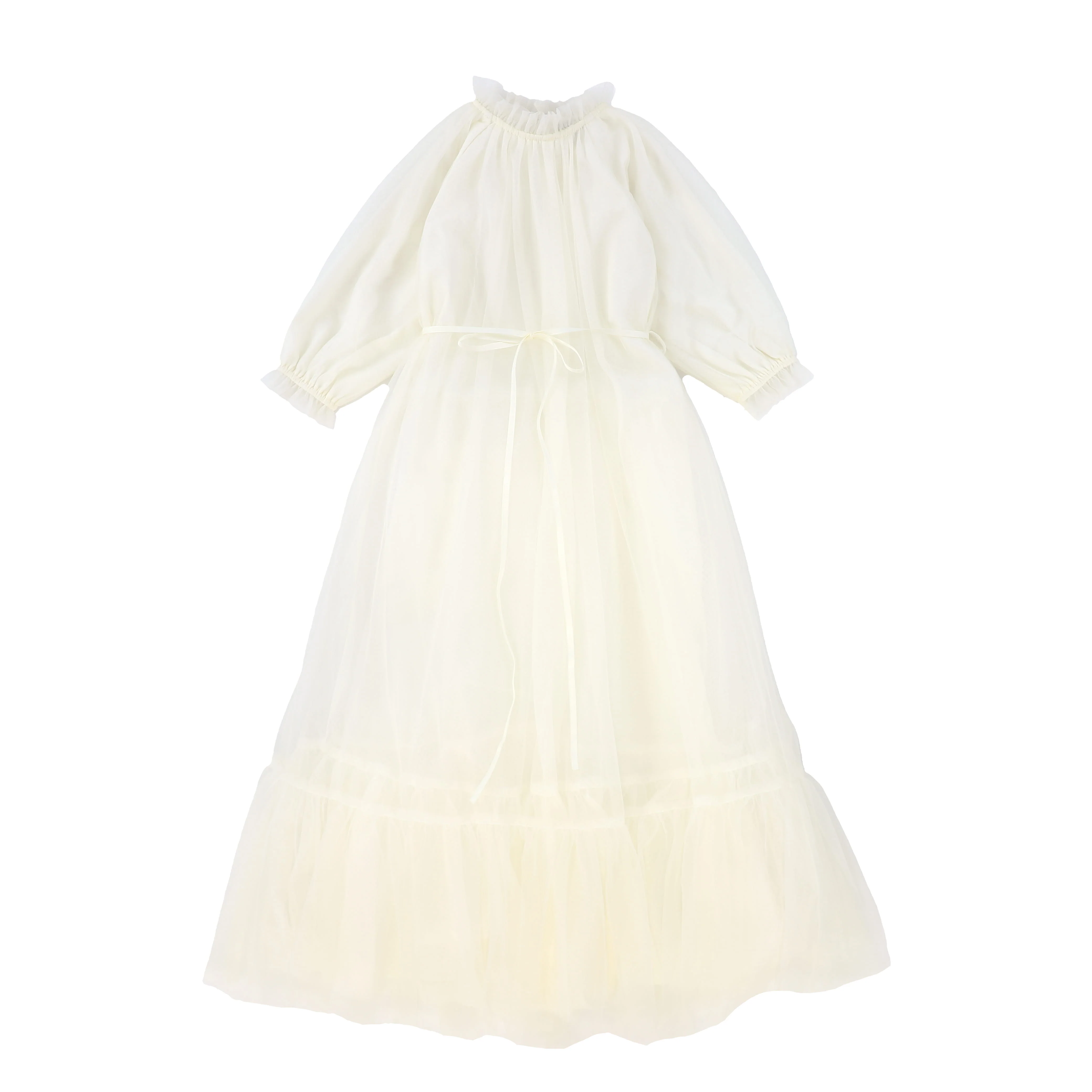 FRANCESCA GUILIANO CREAM TULLE WAISTED GOWN [FINAL SALE]