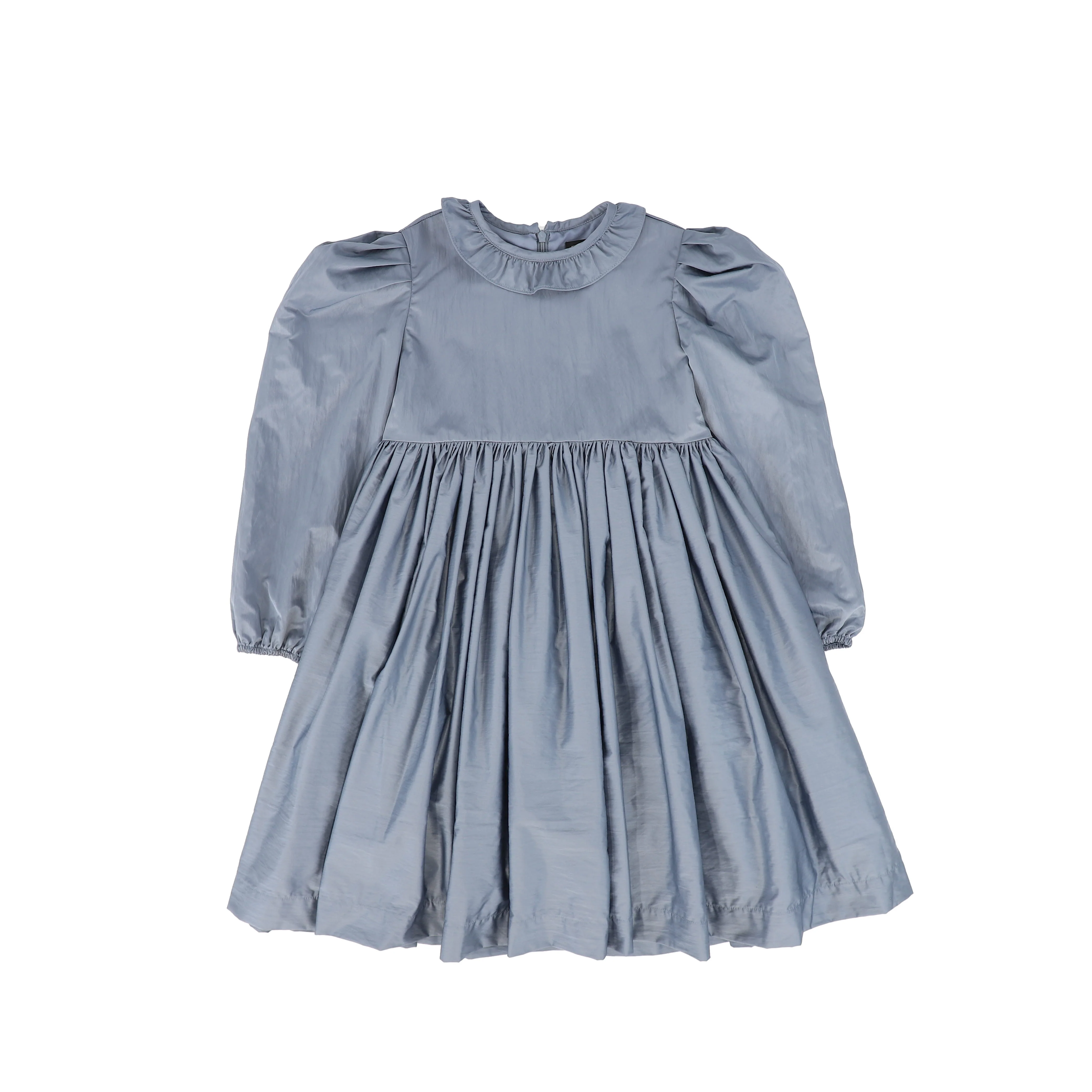 FRANCESCA GUILIANO DUSTY BLUE TAFFETA RUFFLE DRESS [FINAL SALE]