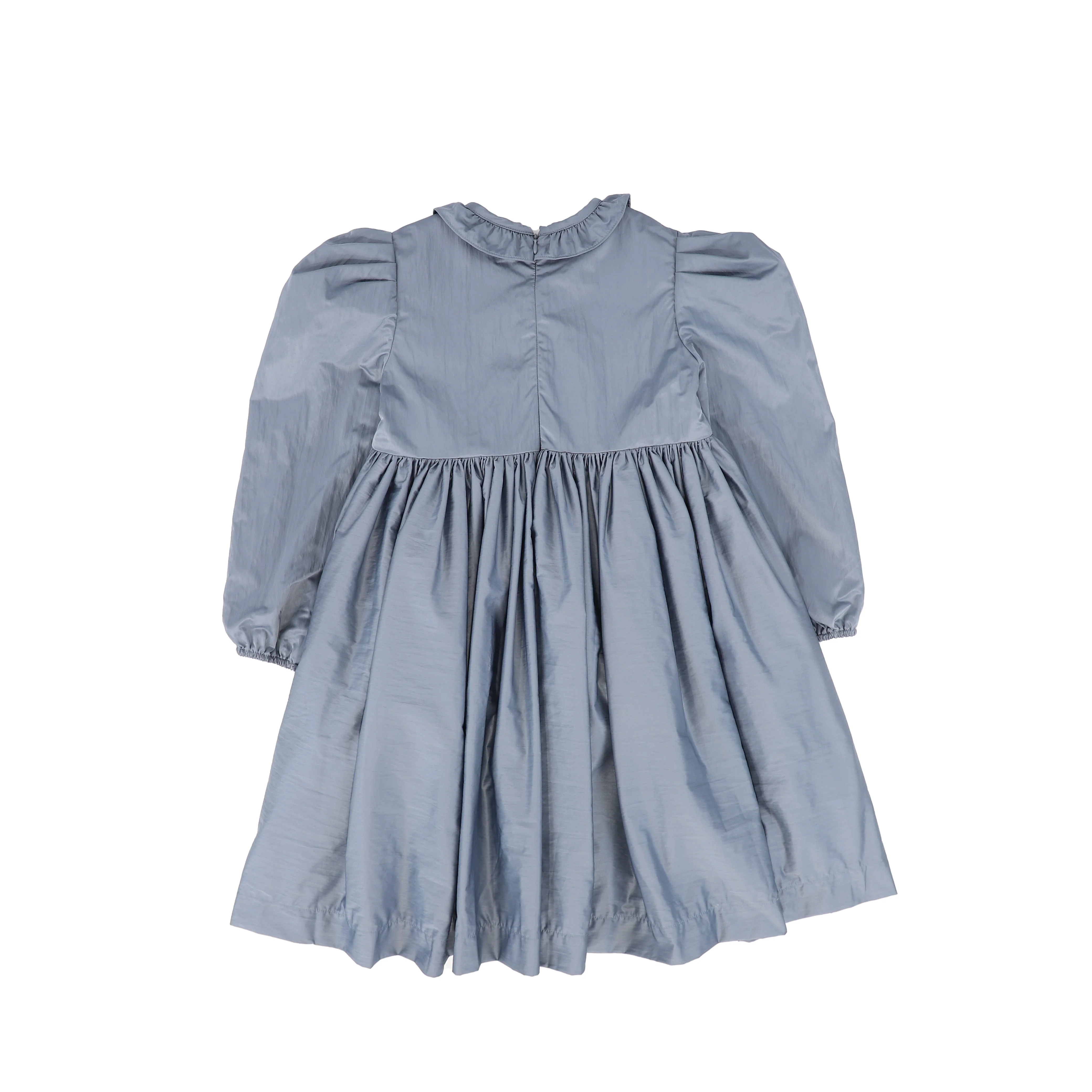FRANCESCA GUILIANO DUSTY BLUE TAFFETA RUFFLE DRESS [FINAL SALE] - Image 2