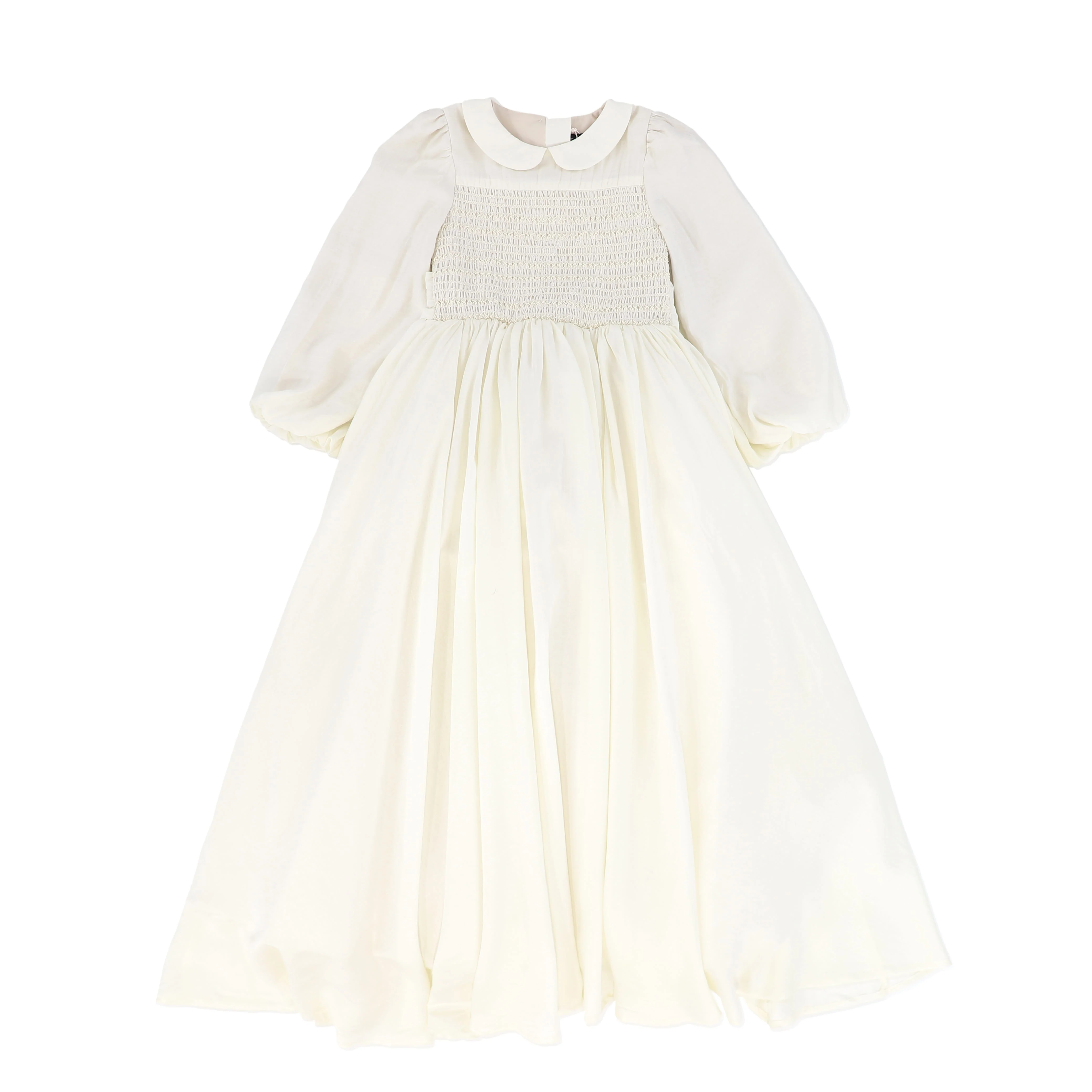 FRANCESCA GUILIANO CREAM SMOCKED COLLAR GOWN [FINAL SALE]