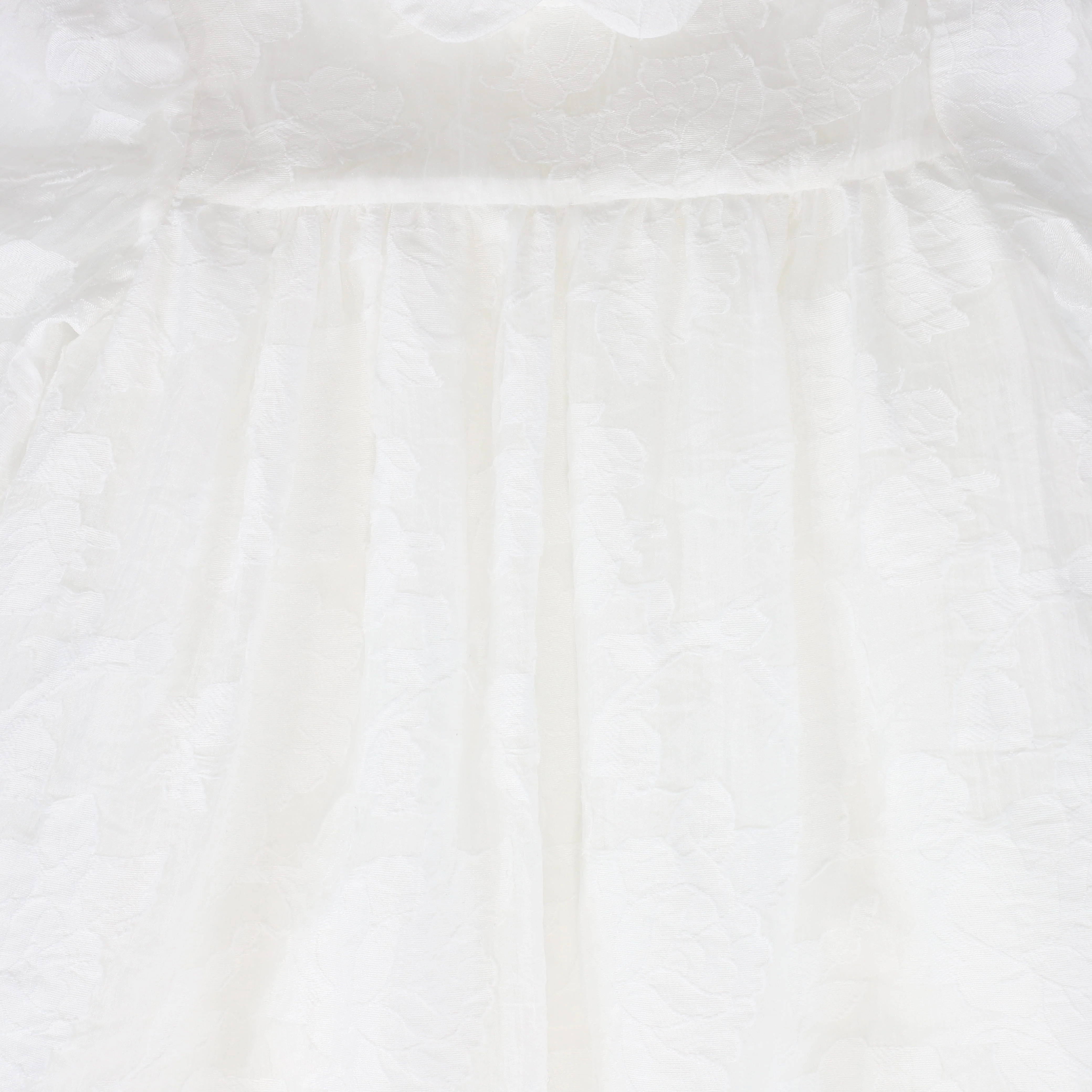 FRANCESCA GUILIANO IVORY FLOWER TEXTURED ORGANZA PUFF SLEEVE DRESS - Image 2