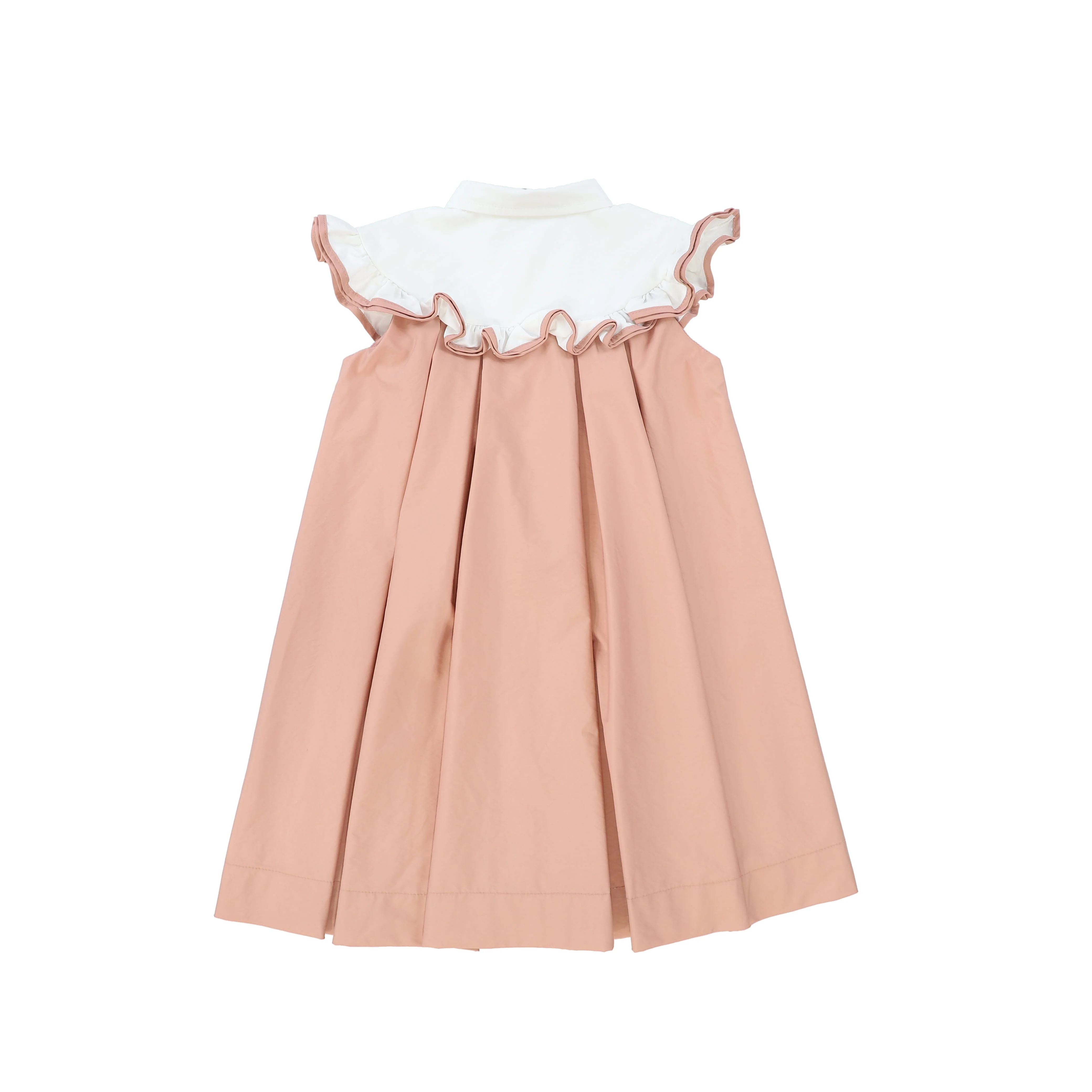 FRANCESCA GUILIANO WHITE/ SALMON PIPED RUFFLE TRIM COLLAR DRESS - Image 2