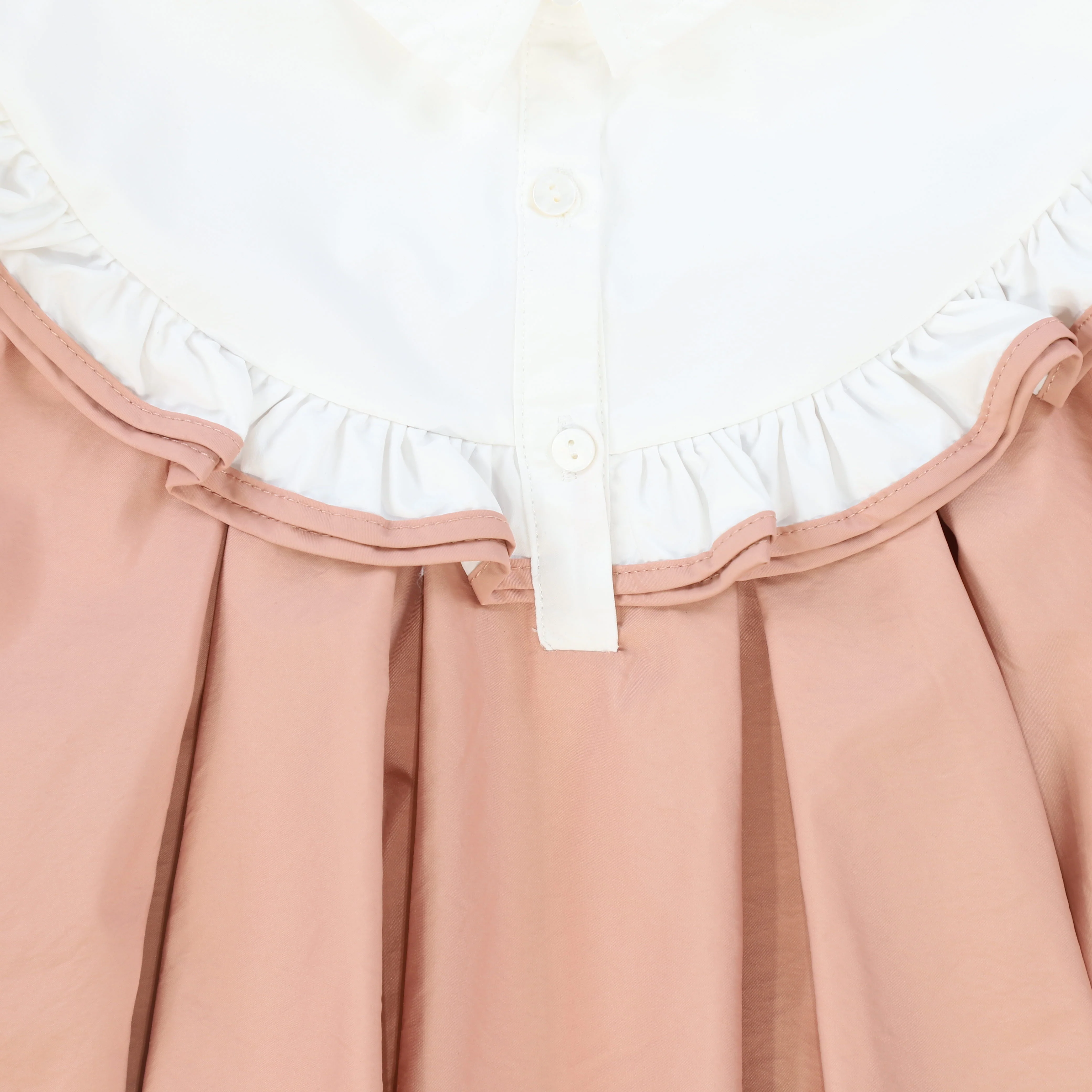 FRANCESCA GUILIANO WHITE/ SALMON PIPED RUFFLE TRIM COLLAR DRESS - Image 3