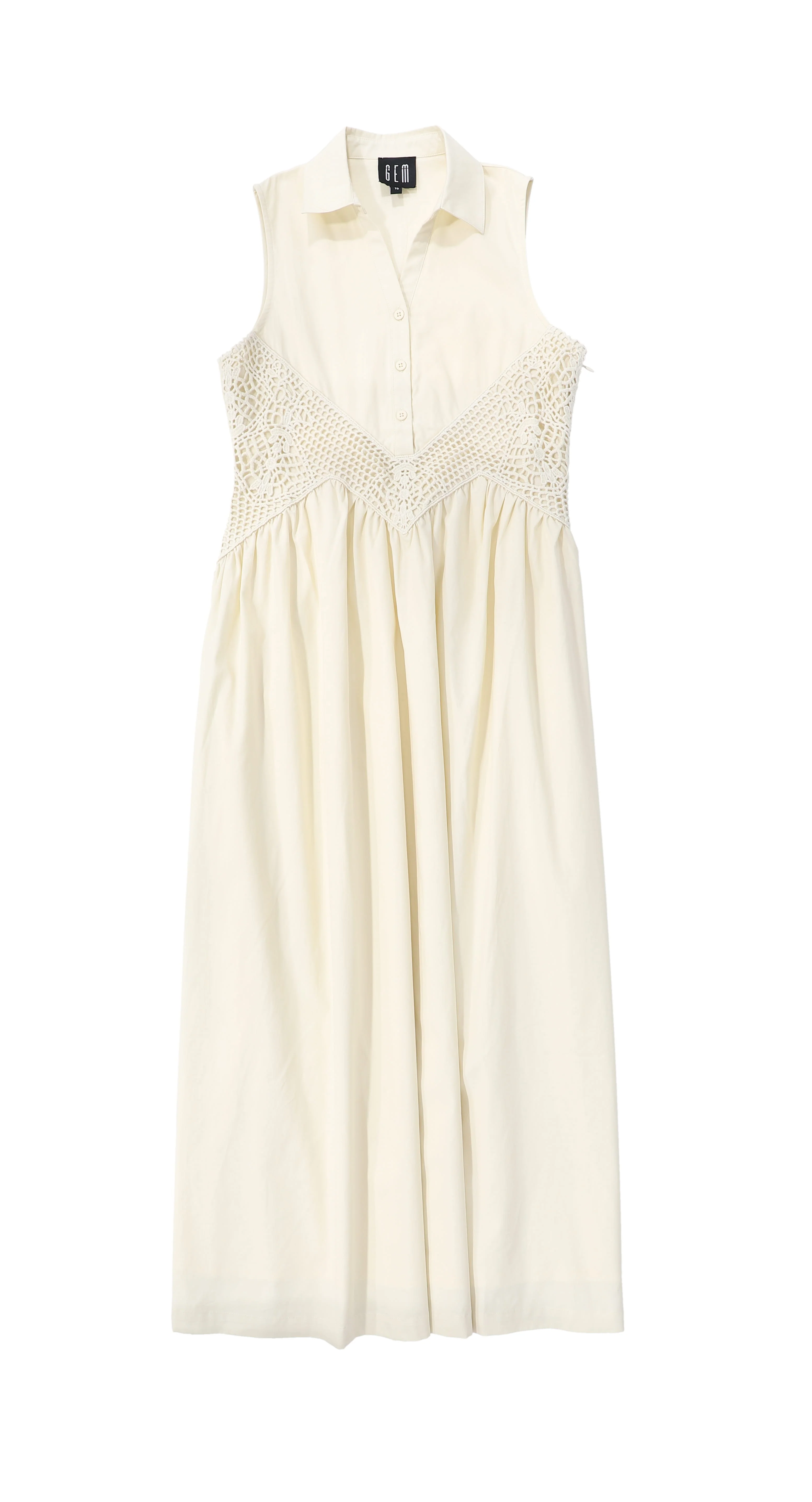 GEM CREAM LACE CROCHET WAIST JUMPER