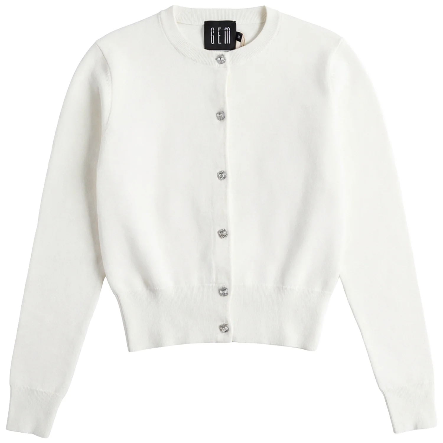 GEM WHITE RHINESTONE CARDIGAN