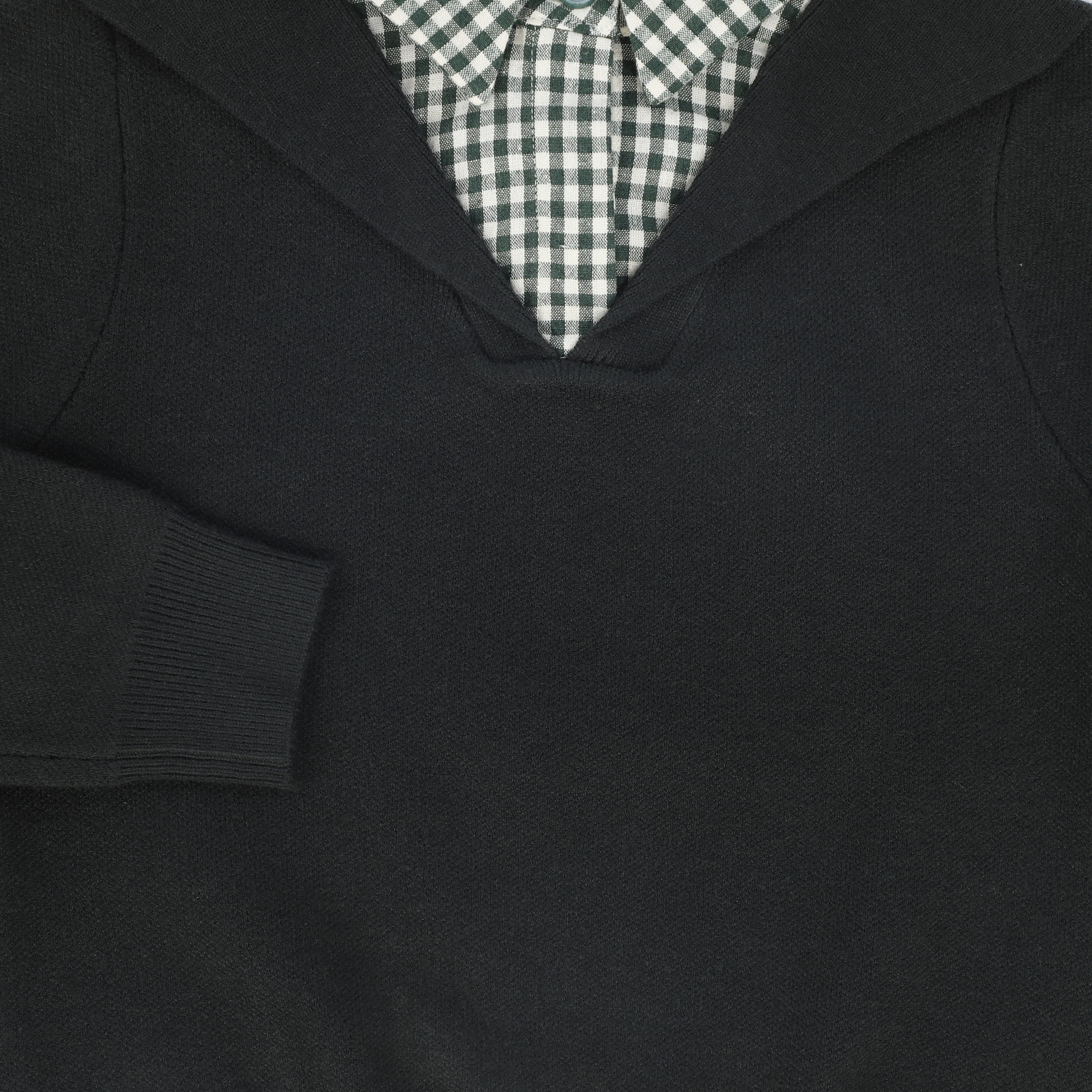HARPER JAMES HUNTER GREEN PINSTRIPE COLLAR OVERLAY SWEATER [FINAL SALE] - Image 2