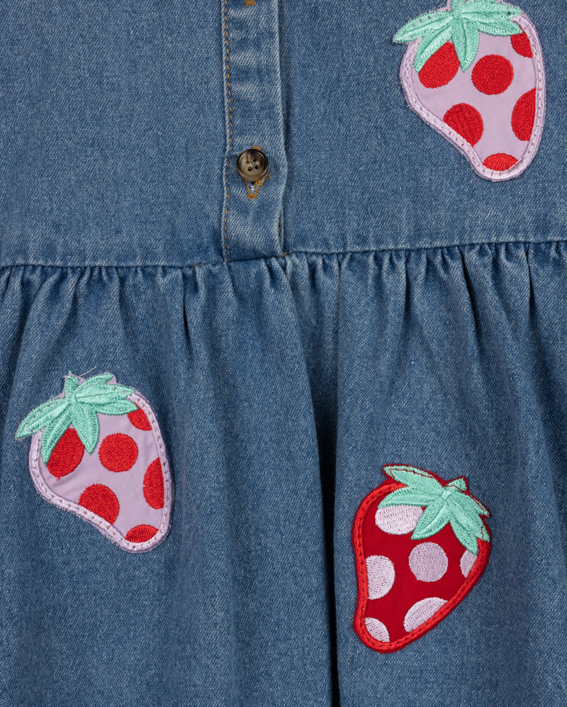 HELLO YELLOW DENIM APPLIQUE DRESS - Image 2