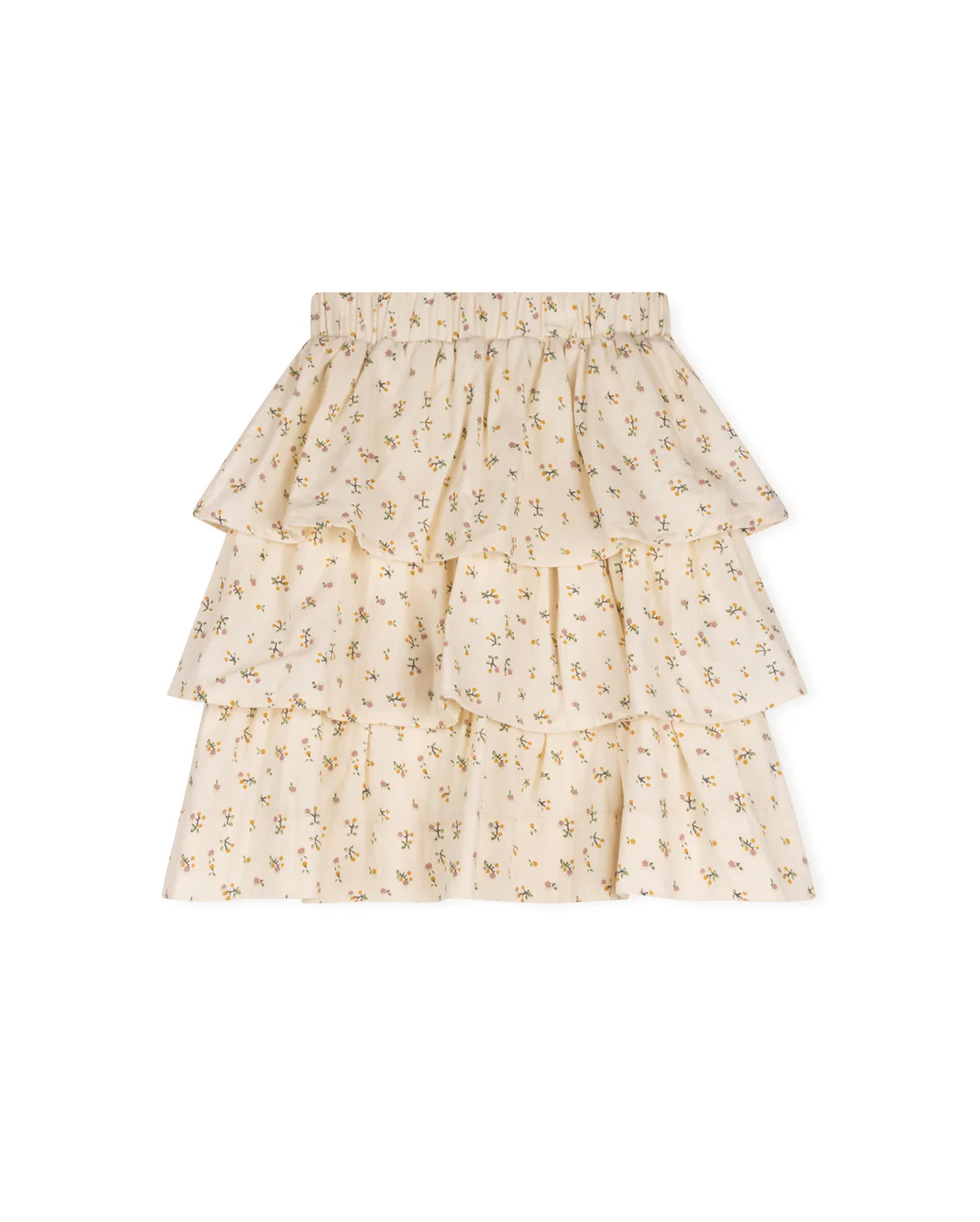 HELLO YELLOW BEIGE TINY FLORAL RUFFLE LAYER SKIRT [FINAL SALE]
