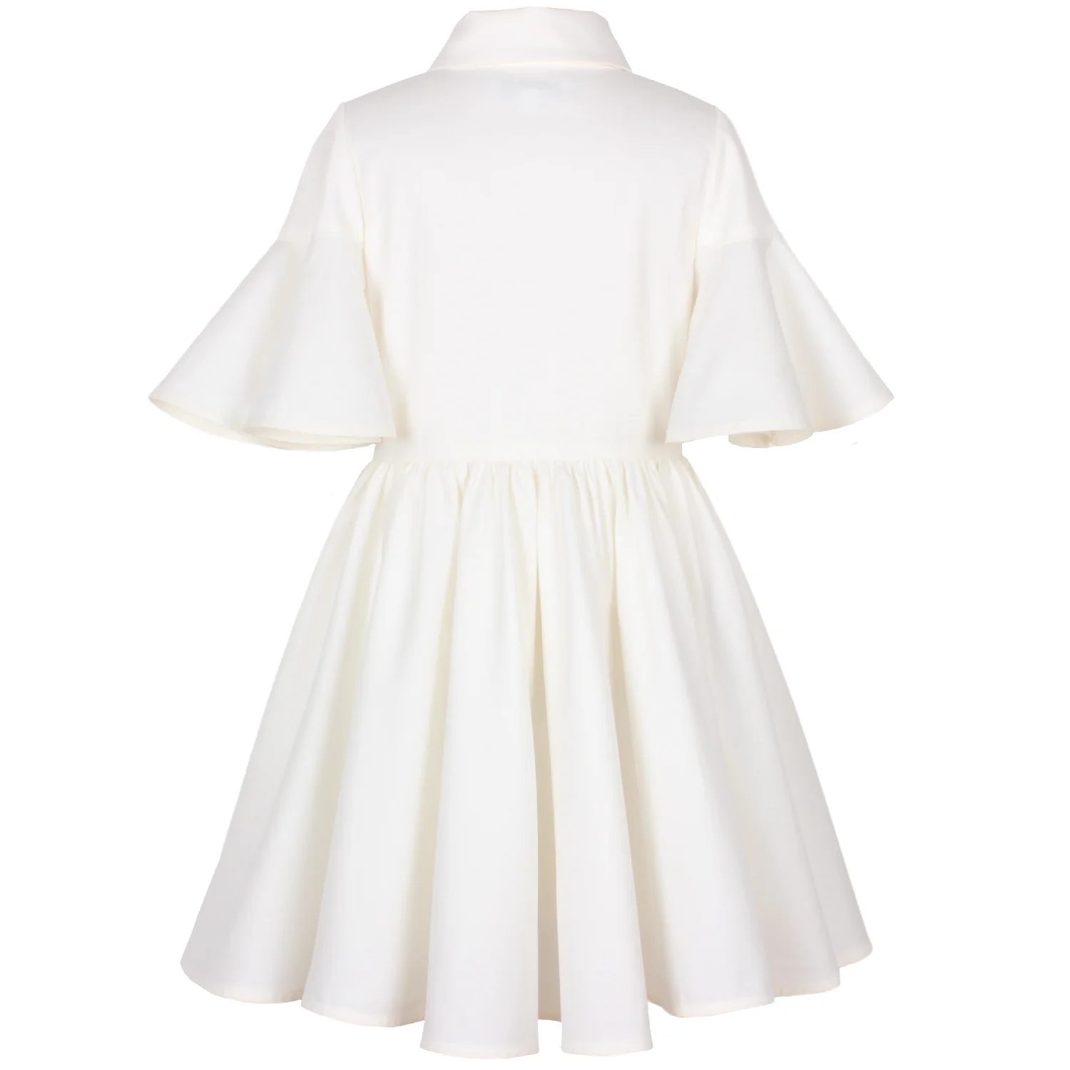 JESSE AND JAMES WHITE EMBROIDERED FLUTTER SLEEVE DRESS - Image 2