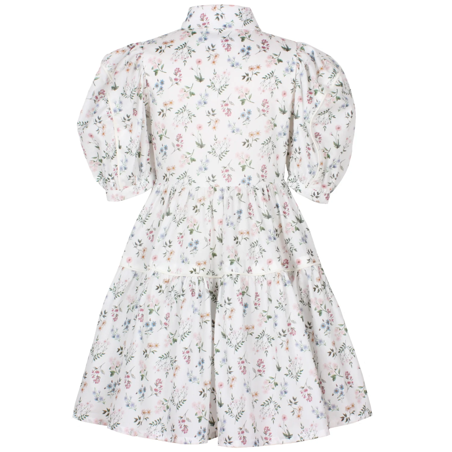 JESSE AND JAMES WHITE FLORAL PUFF SLEEVE TIERED DRESS - Image 2