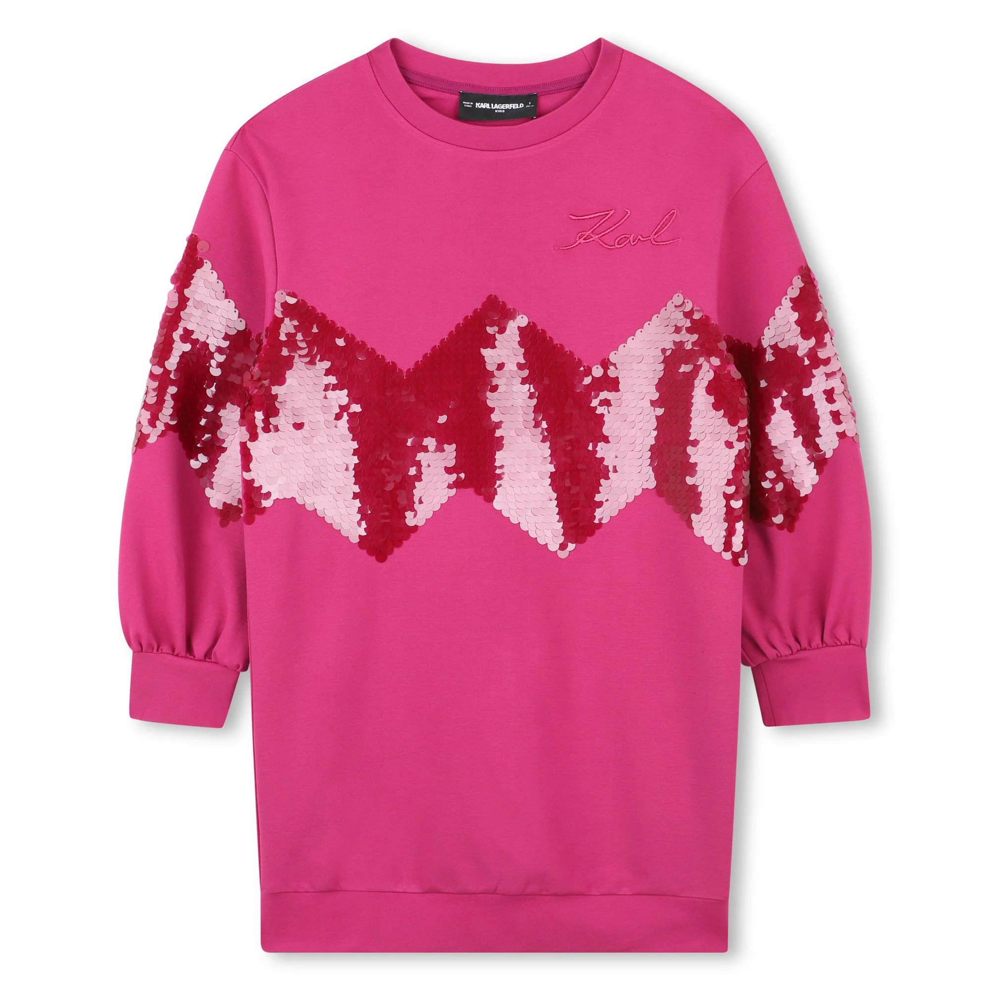 KARL LAGERFELD PINK SEQUIN SWEATSHIRT DRESS [FINAL SALE]