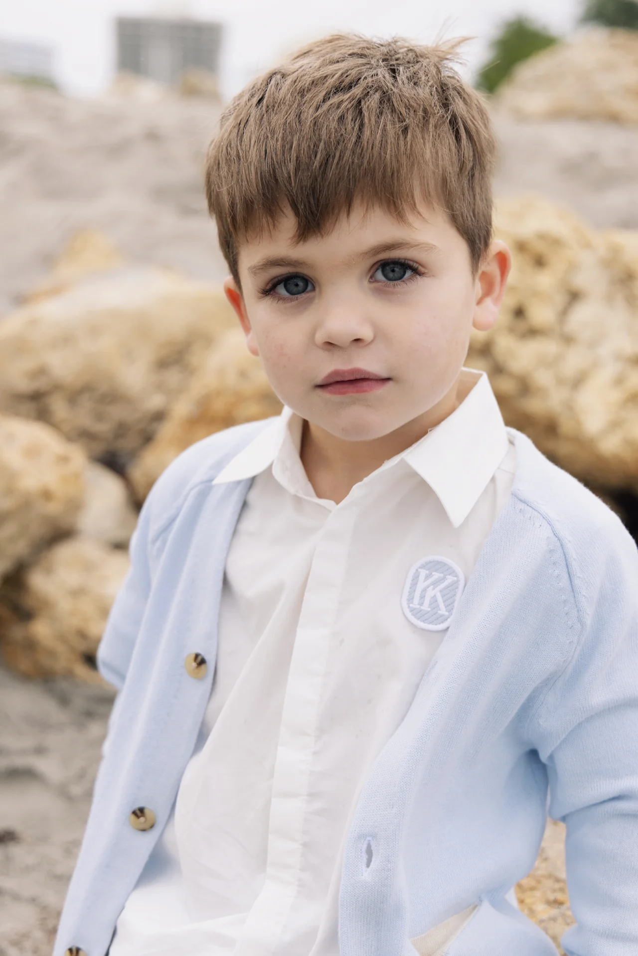 KIN & KIN WHITE/LIGHT BLUE APPLIQUE SHIRT - Image 2