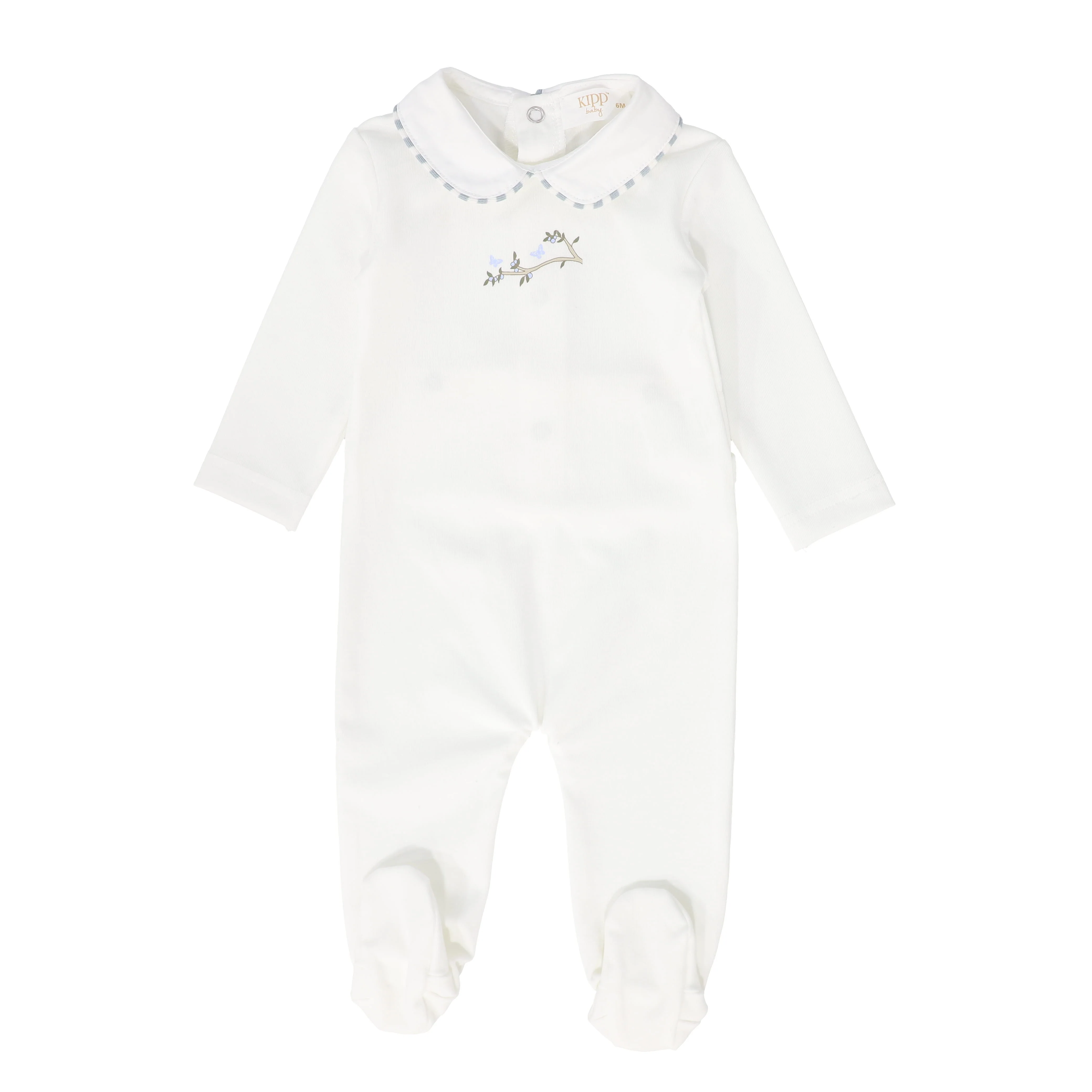 KIPP WHITE/BLUE TRIM COLLAR FOOTIE