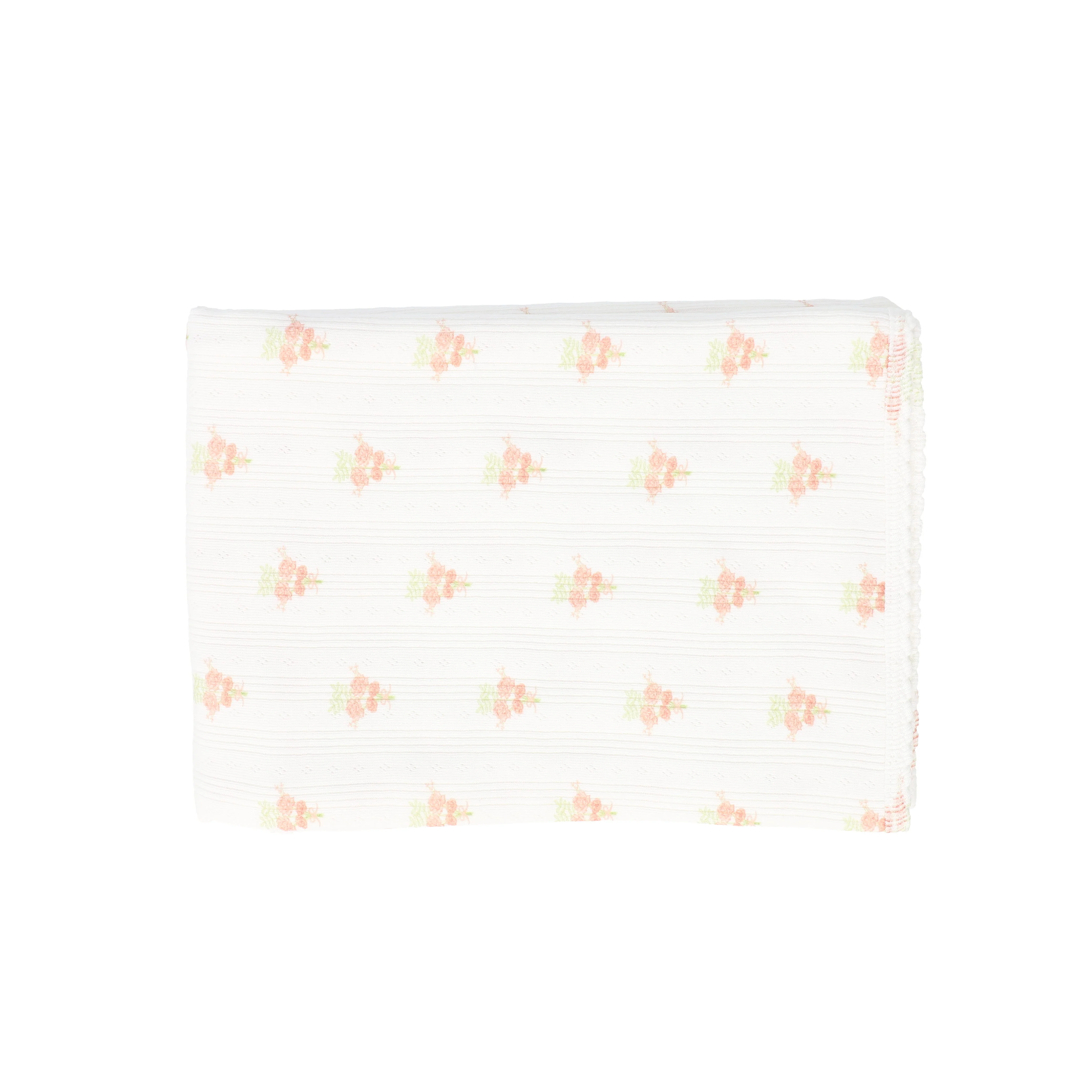 LAMOUR LOU PINK FLOWER BOUQUET POINTELLE BLANKET