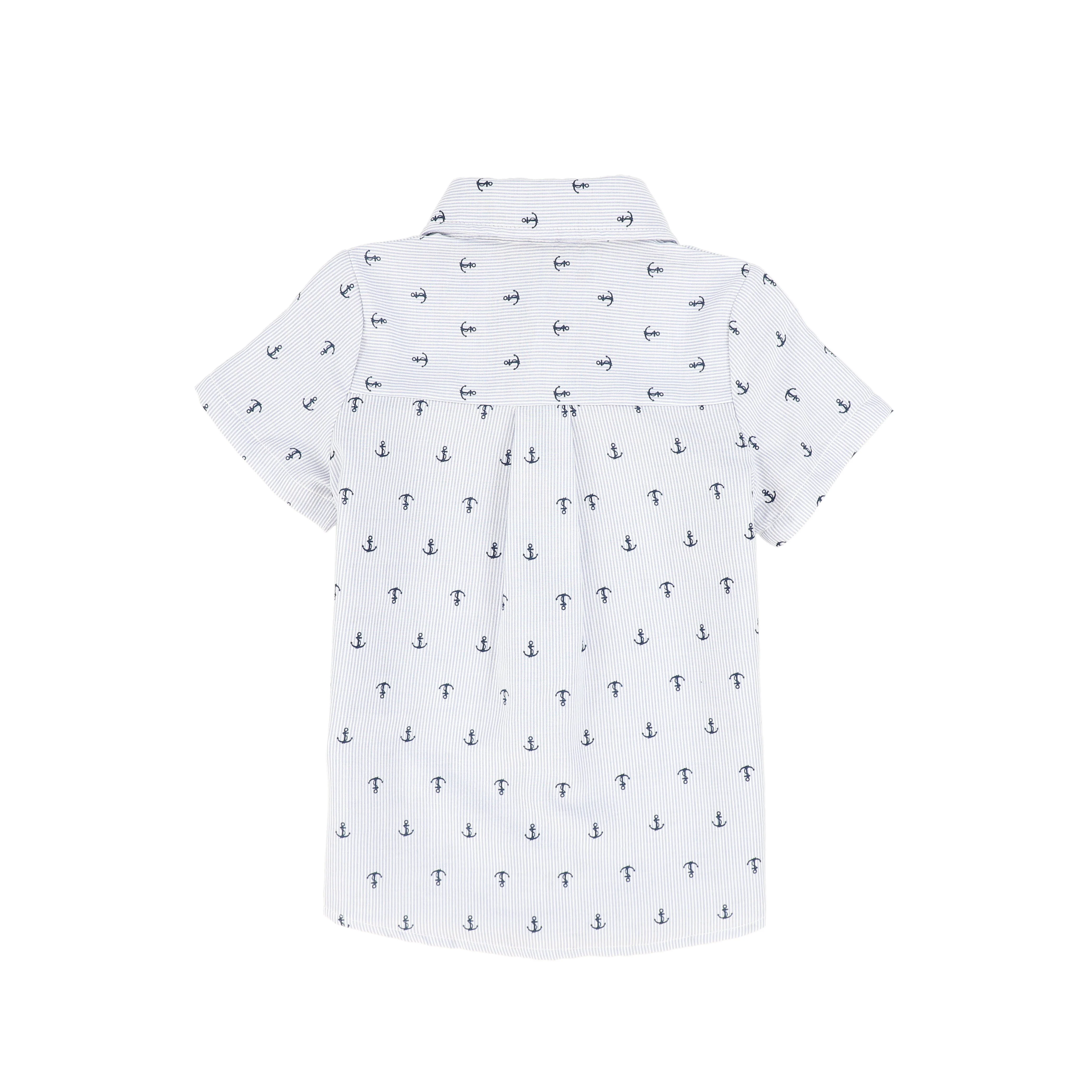 LE BOURDON BLUE ANCHOR PRINT SEERSUCKER BLOUSE - Image 2