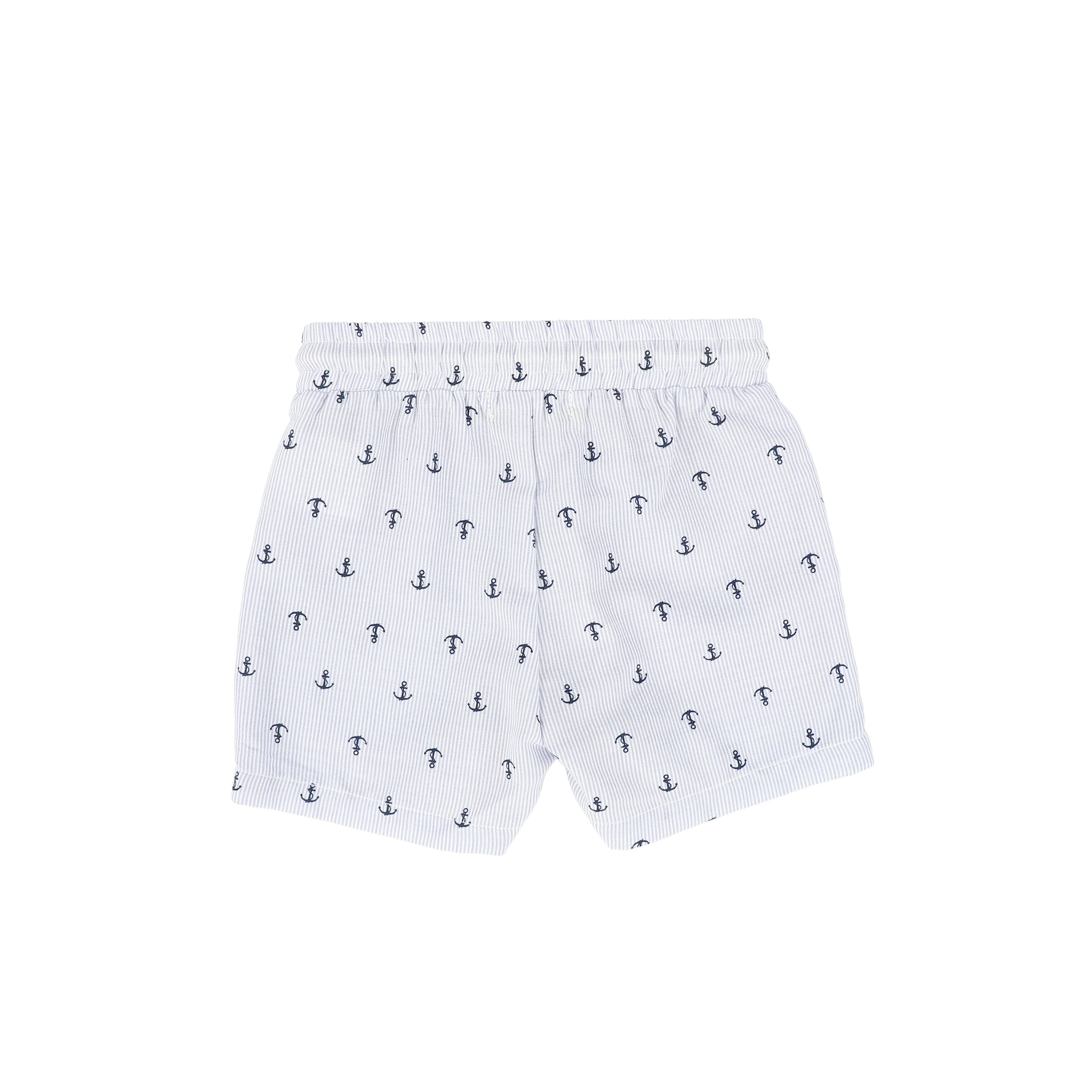 LE BOURDON BLUE ANCHOR PRINT SEERSUCKER SHORTS - Image 2