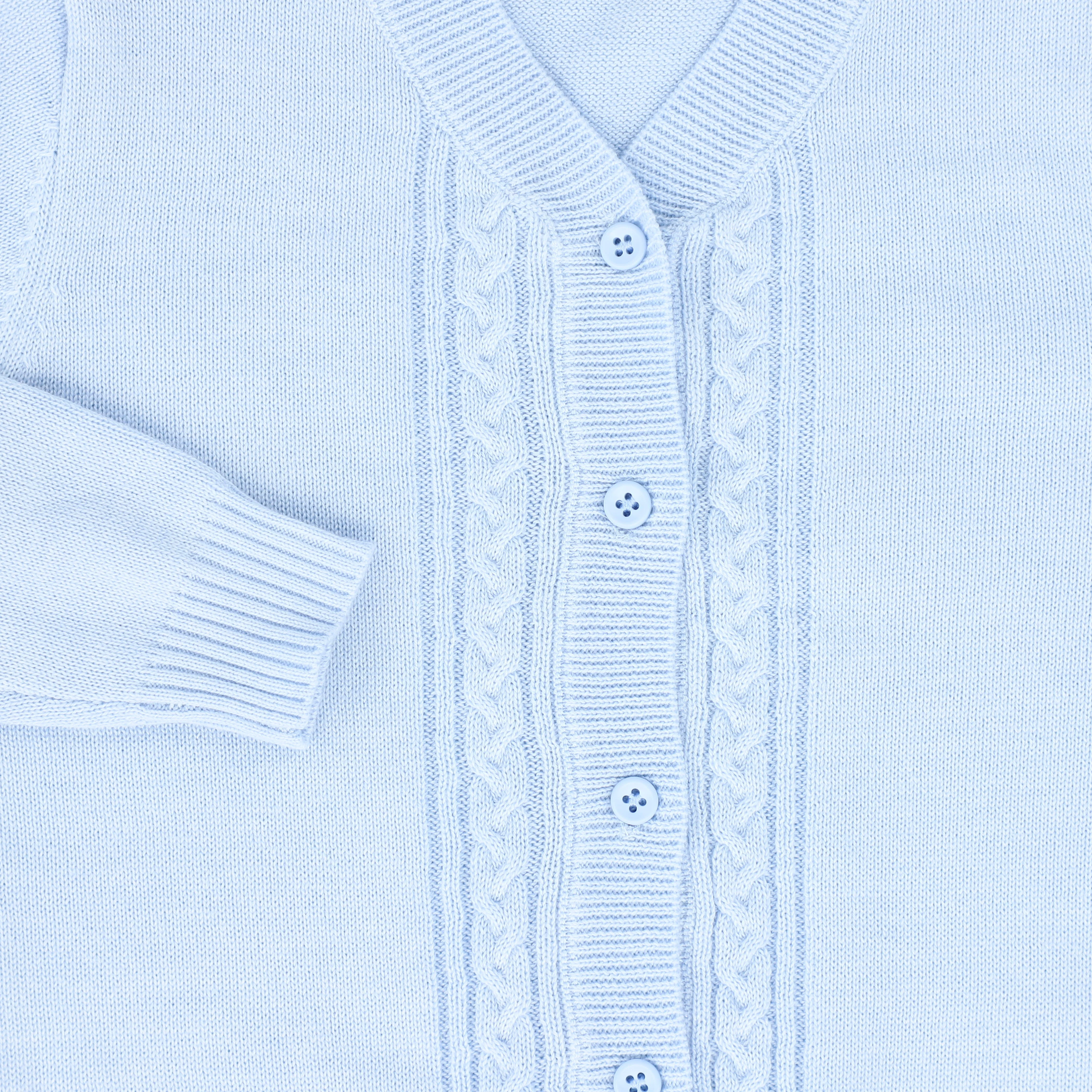 LE BOURDON BLUE KNIT CABLE STRIPE COLLAR CARDIGAN - Image 3