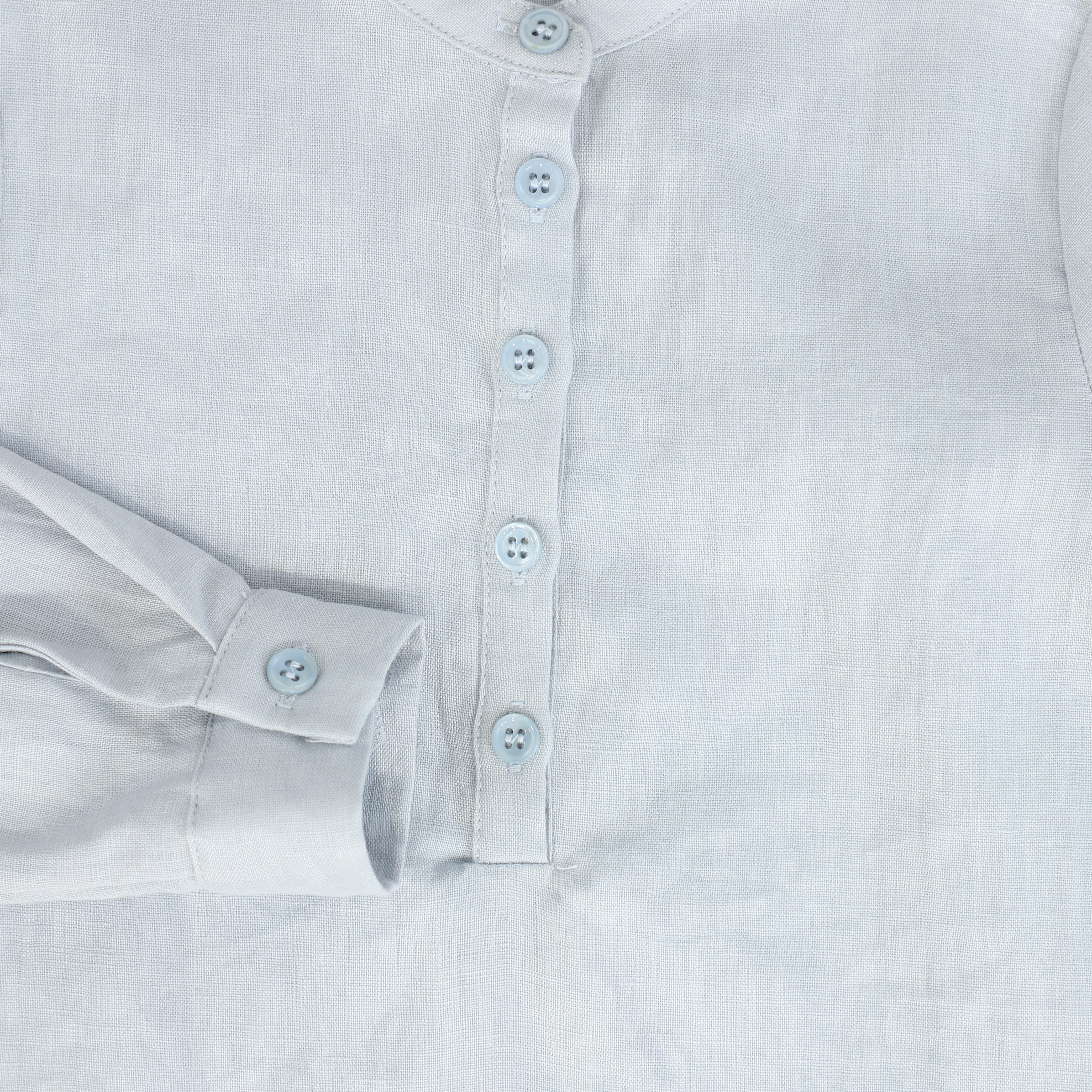 LE BOURDON BLUE LINEN BUTTON BLOUSE - Image 3