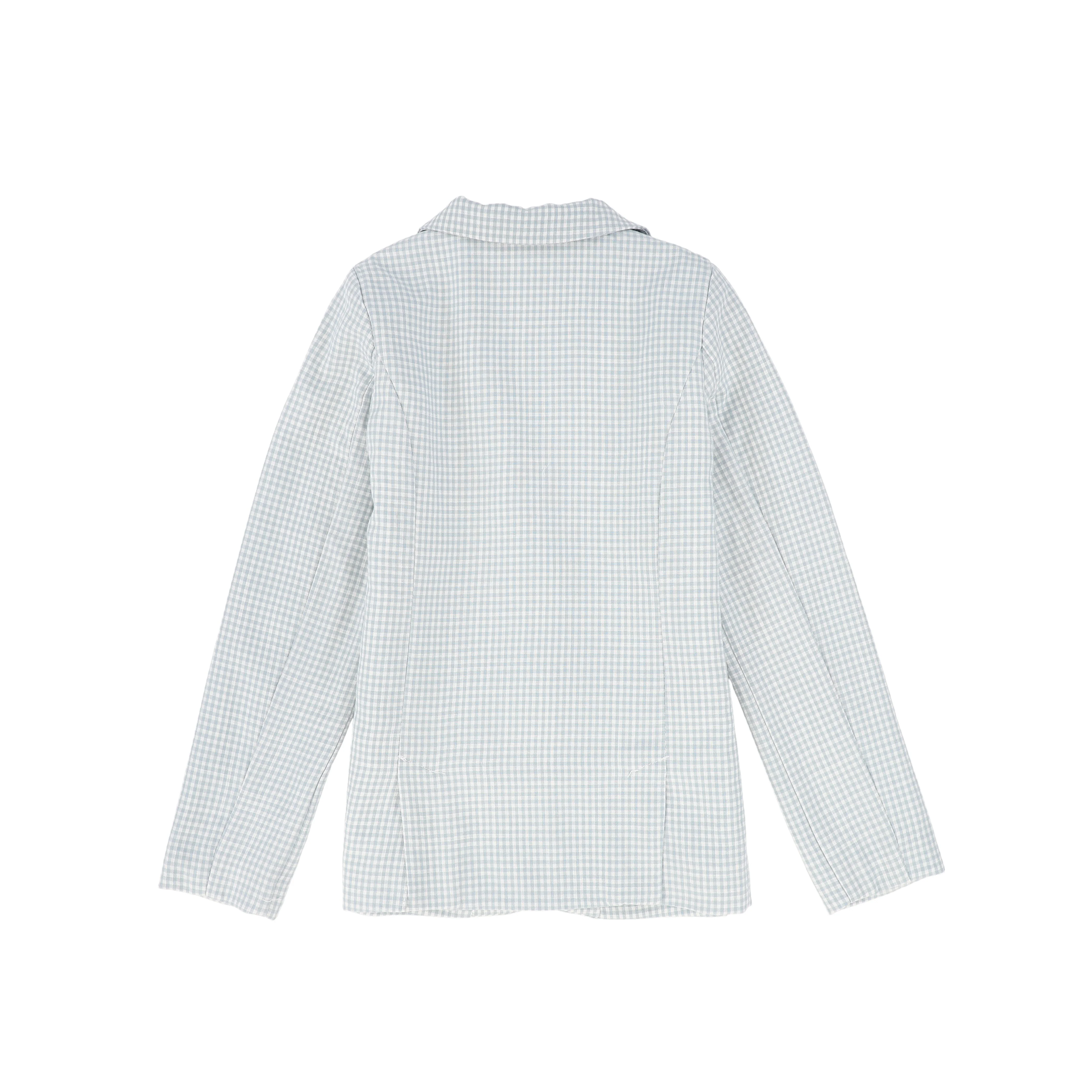 LE BOURDON BLUE LINEN EMBLEM POCKET BLAZER - Image 2