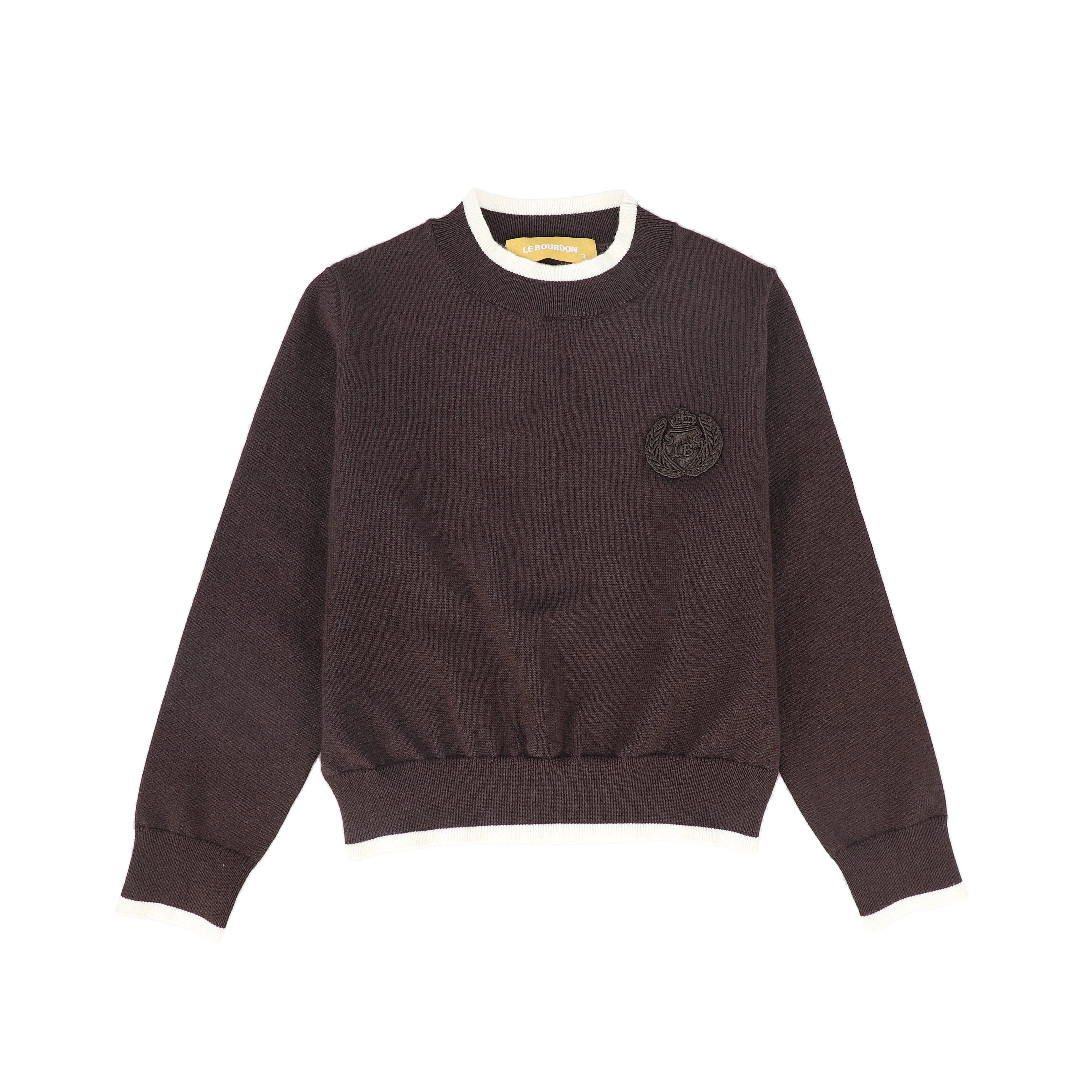 LE BOURDON BROWN TRIM BORDER SWEATER [FINAL SALE]
