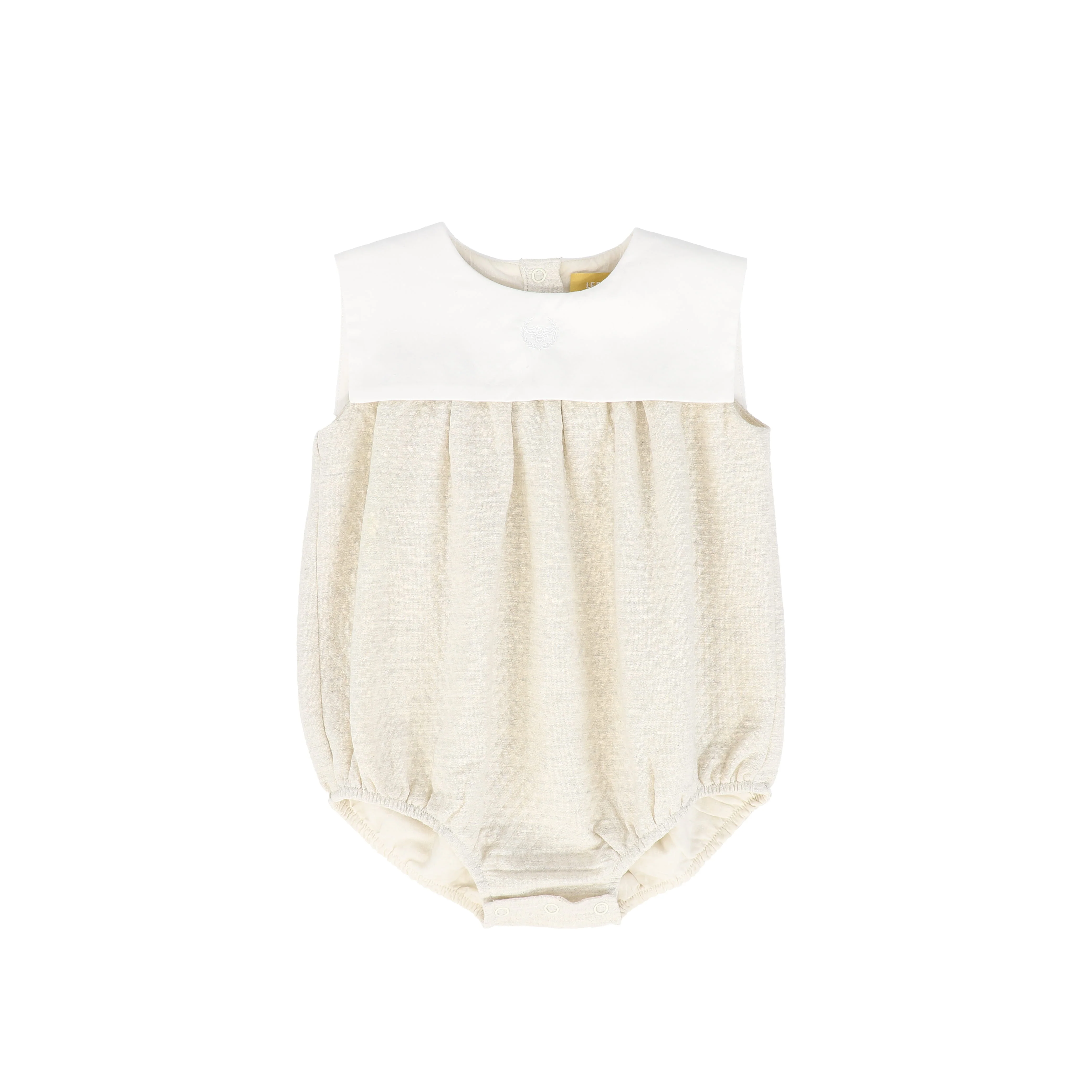 LE BOURDON CREAM TEXTURED COLLAR ROMPER