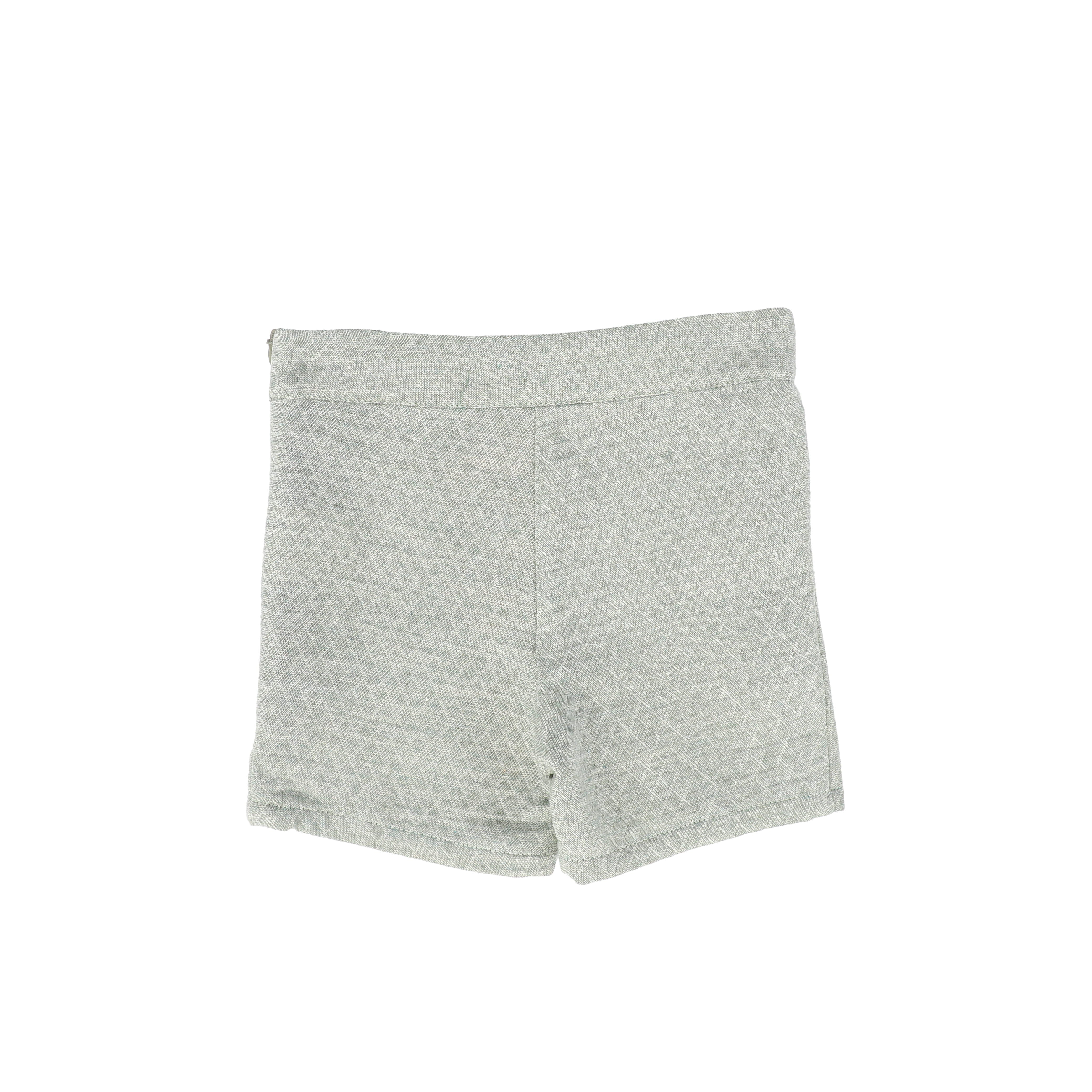 LE BOURDON GREEN TEXTURED BUTTON SHORTS - Image 2