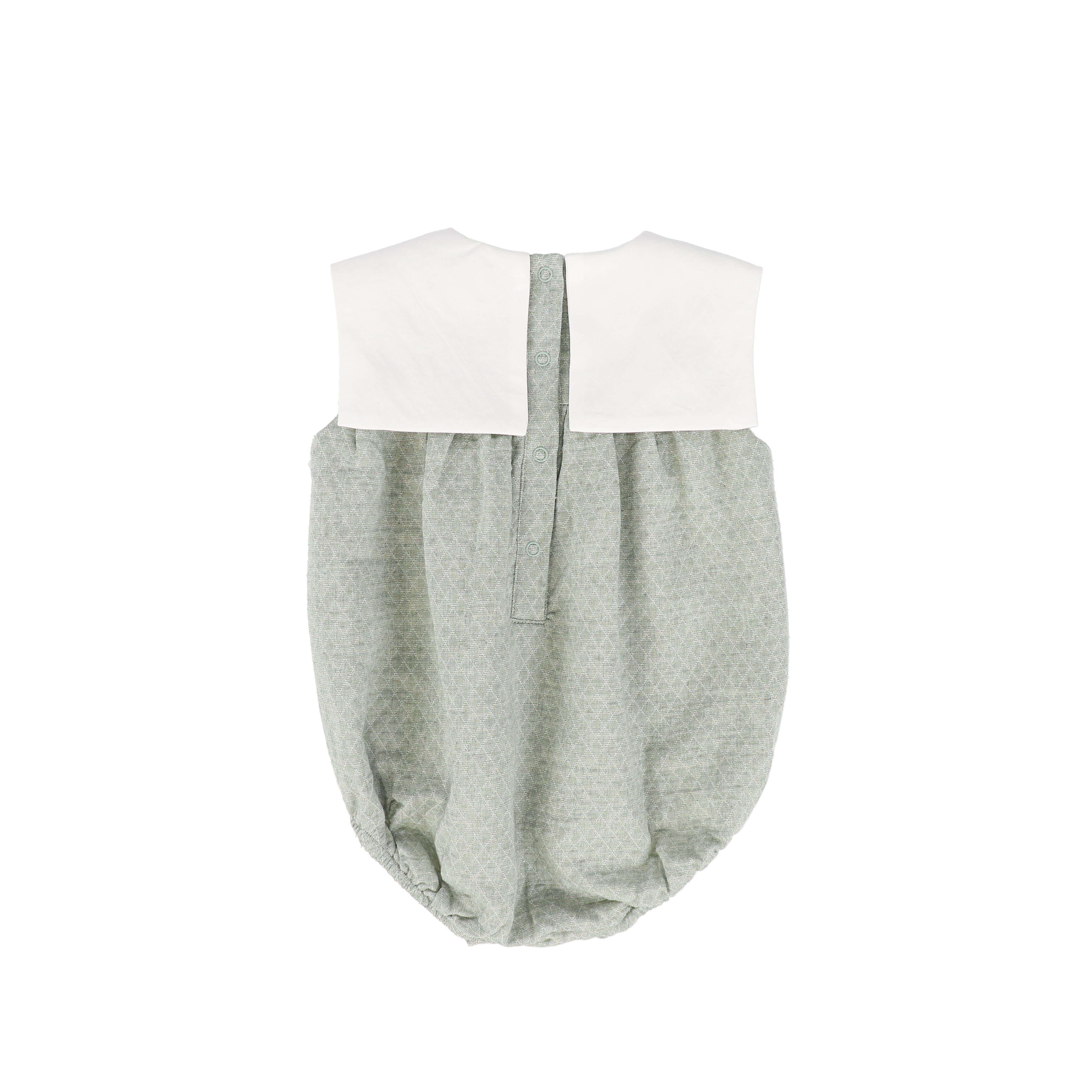 LE BOURDON GREEN TEXTURED COLLAR ROMPER - Image 2
