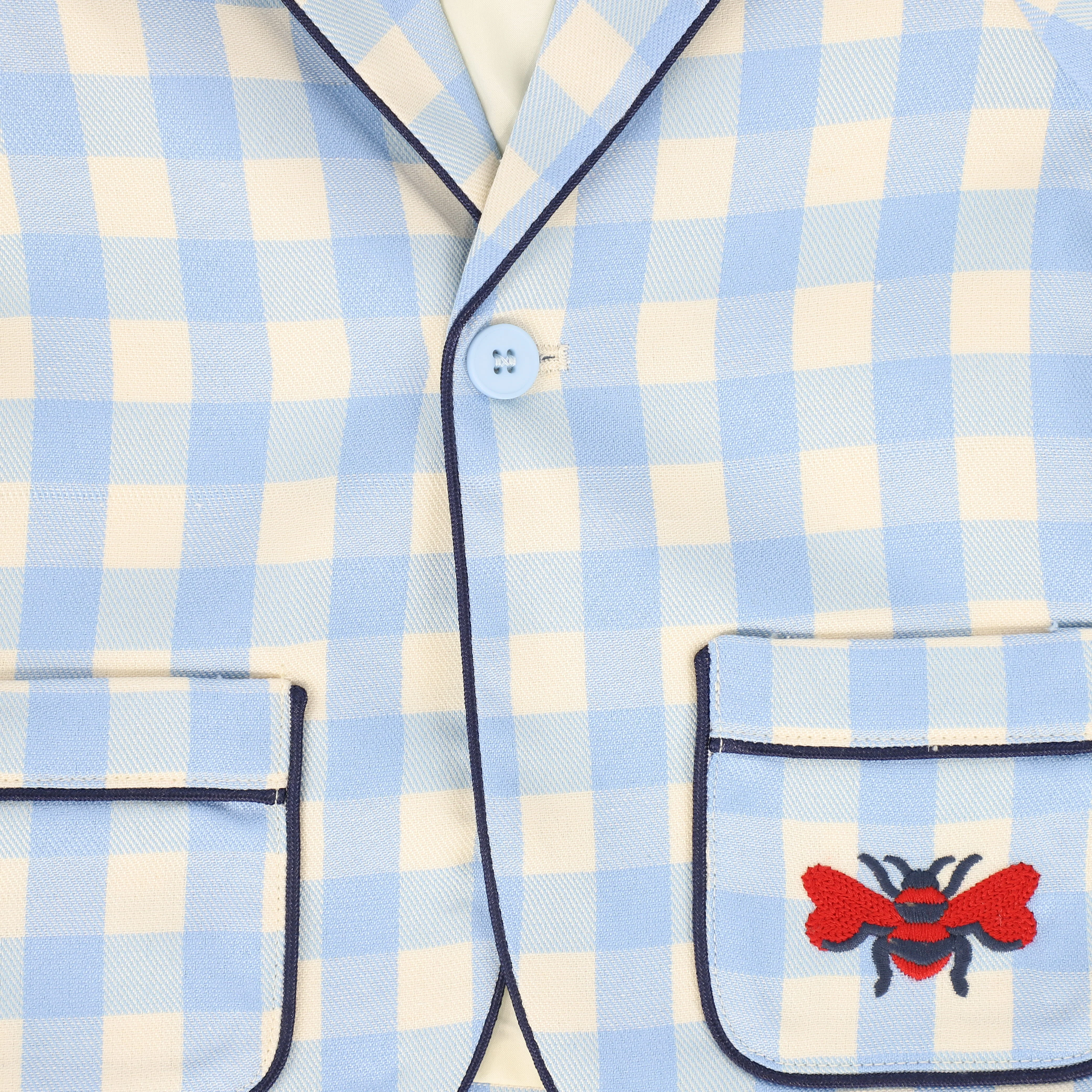 LE BOURDON LIGHT BLUE CHECKED POCKET BLAZER - Image 3