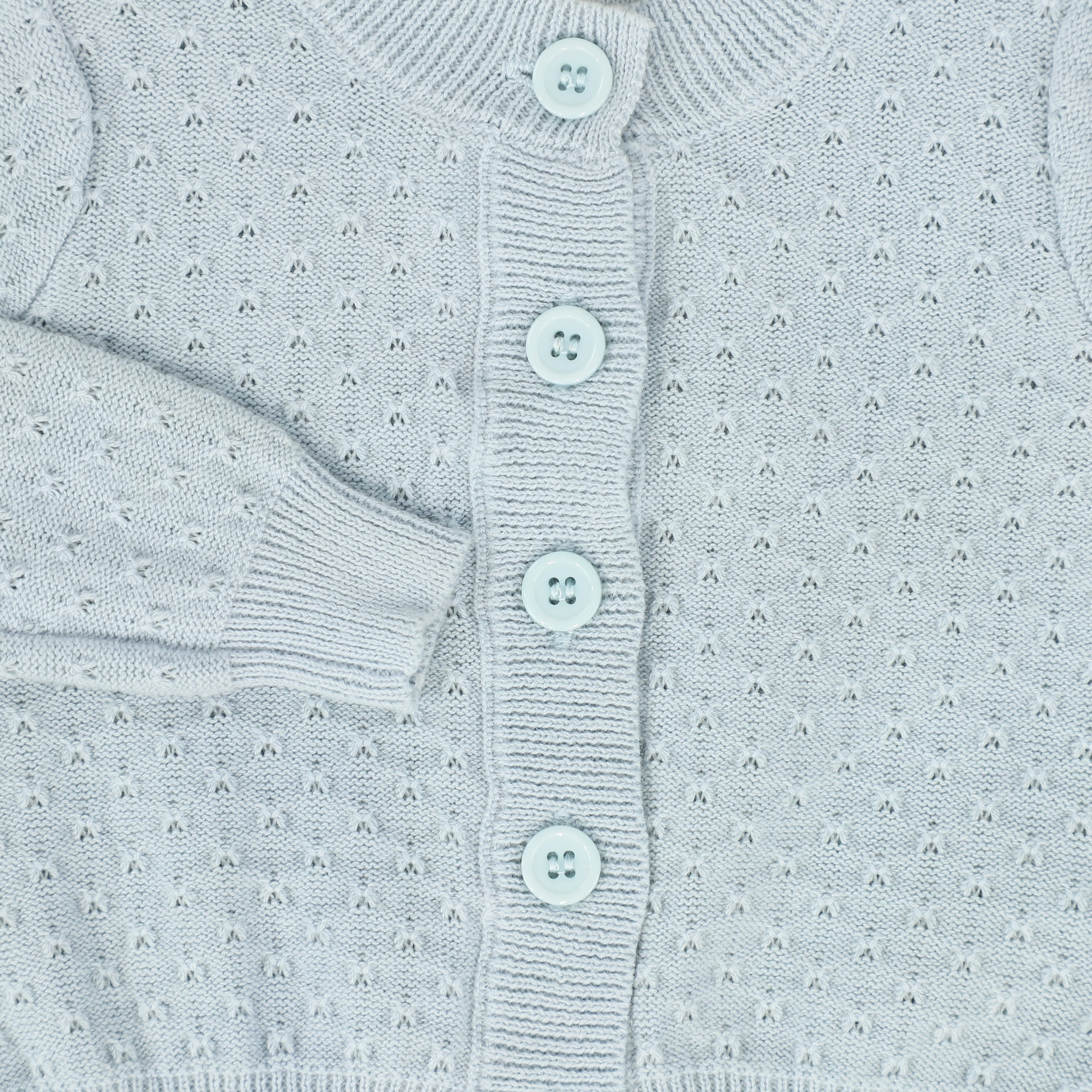 LE BOURDON LIGHT BLUE POINTELLE BUTTON CARDIGAN - Image 3