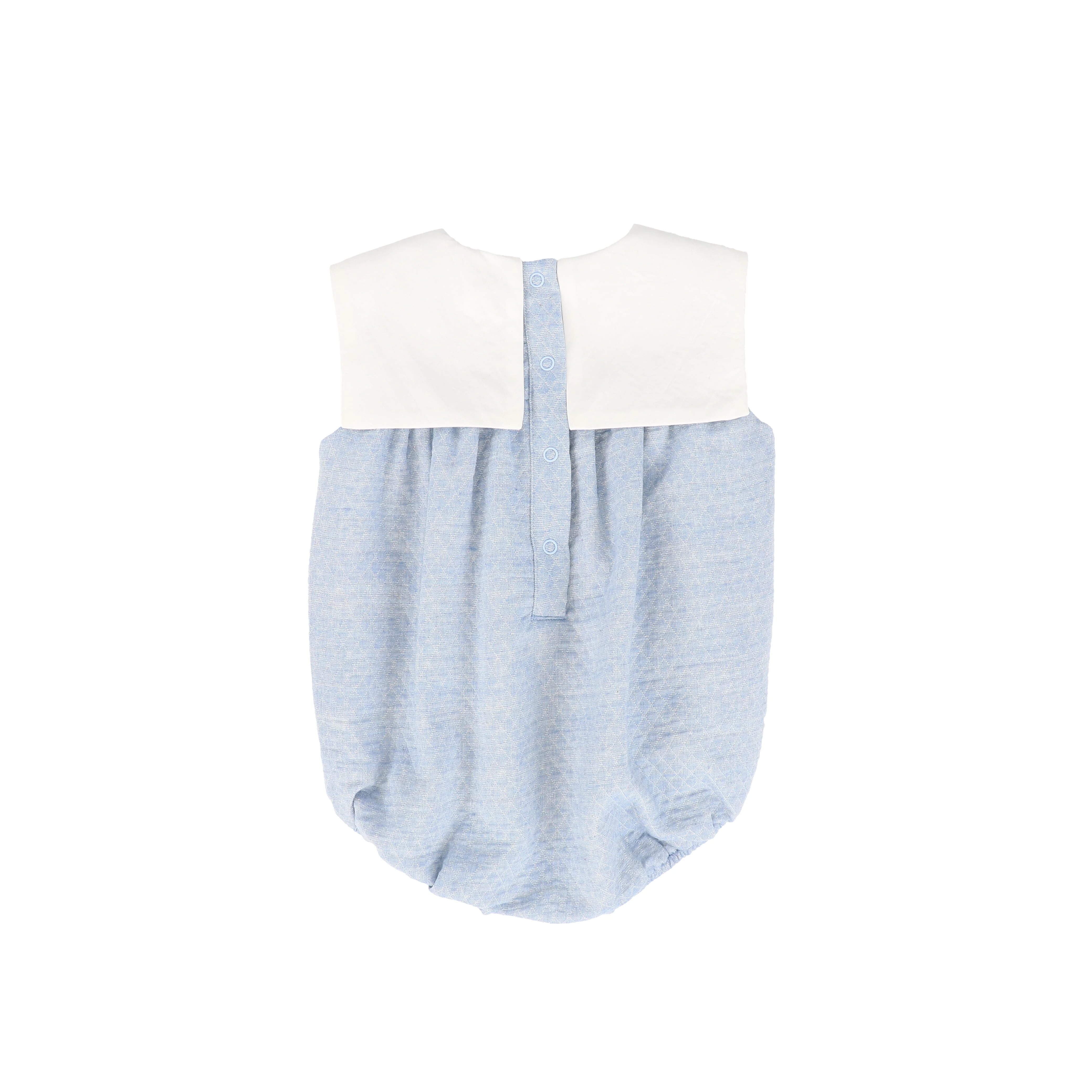 LE BOURDON LIGHT BLUE TEXTURED COLLAR ROMPER - Image 2