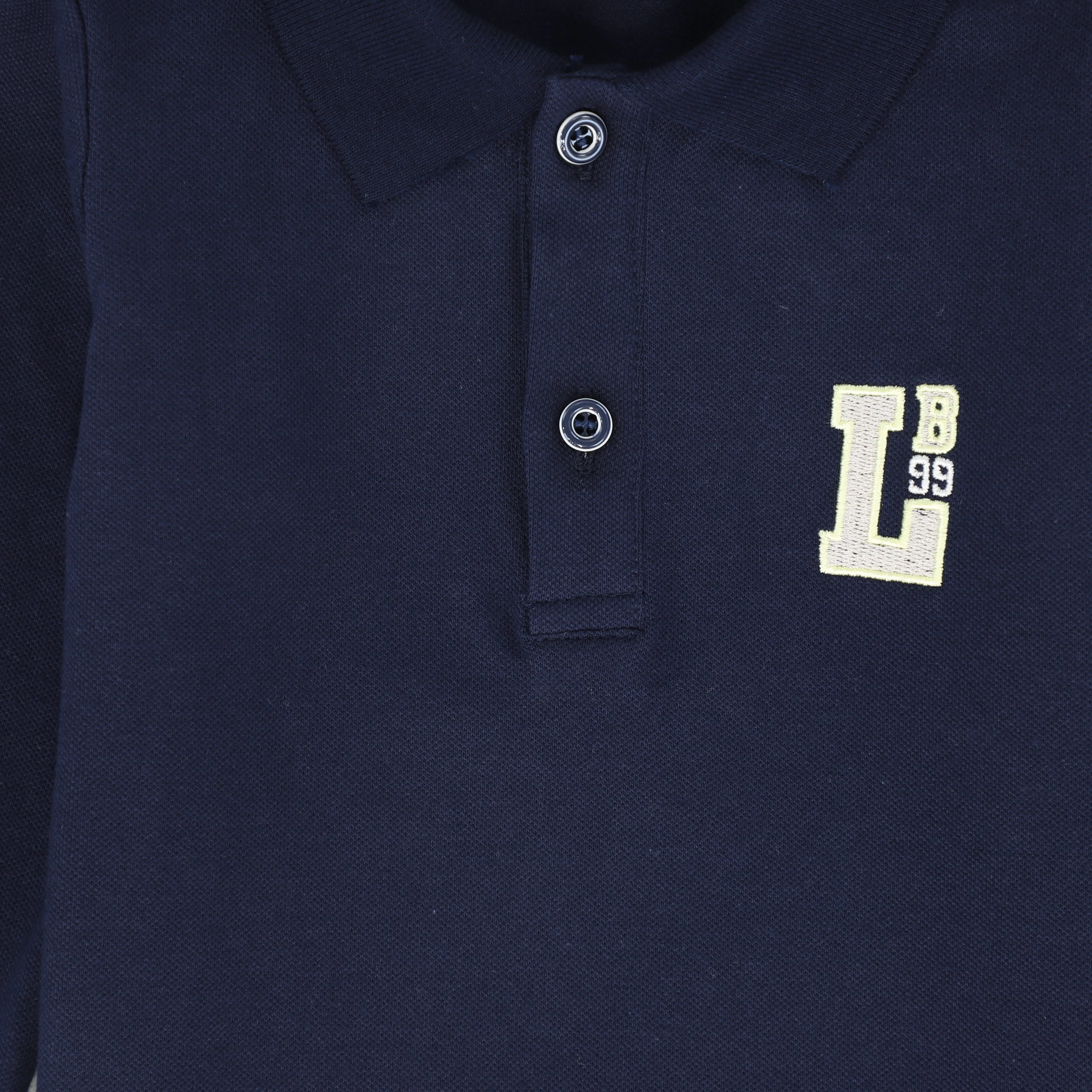 LE BOURDON NAVY LETTER PATCH LS POLO - Image 3