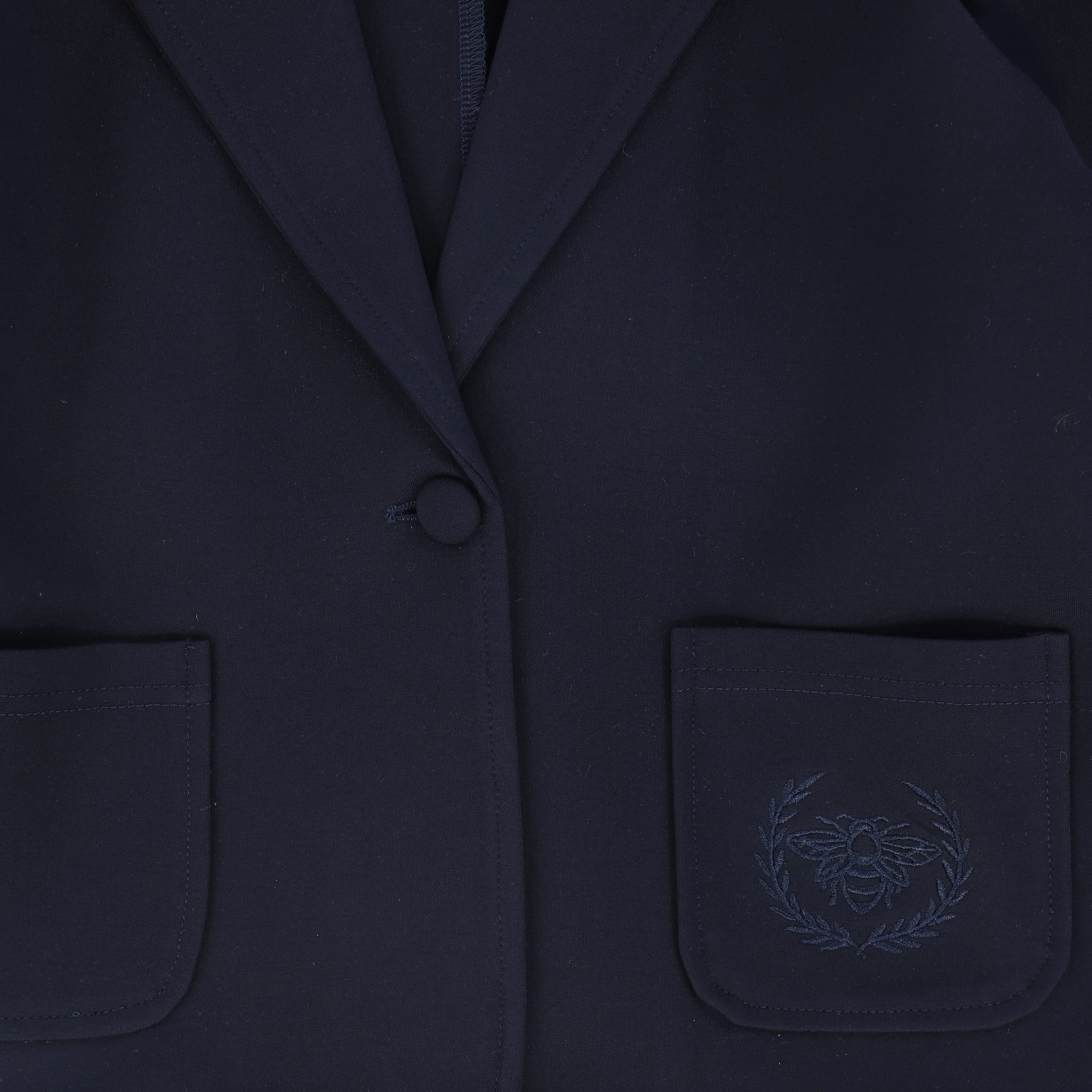 LE BOURDON NAVY PONTE EMBROIDERED POCKET BLAZER - Image 3