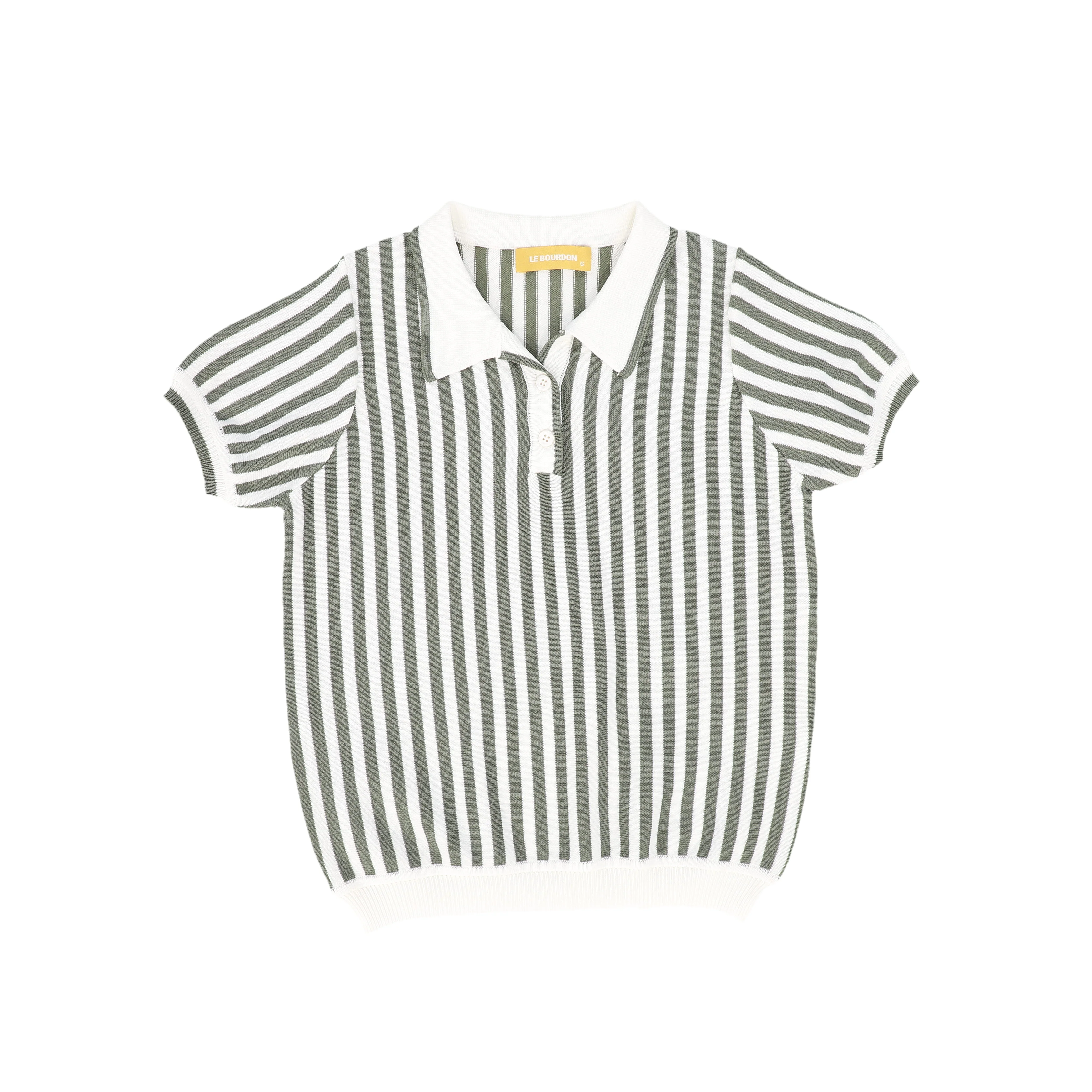 LE BOURDON SAGE GREEN STRIPED COLLAR SWEATER [FINAL SALE]