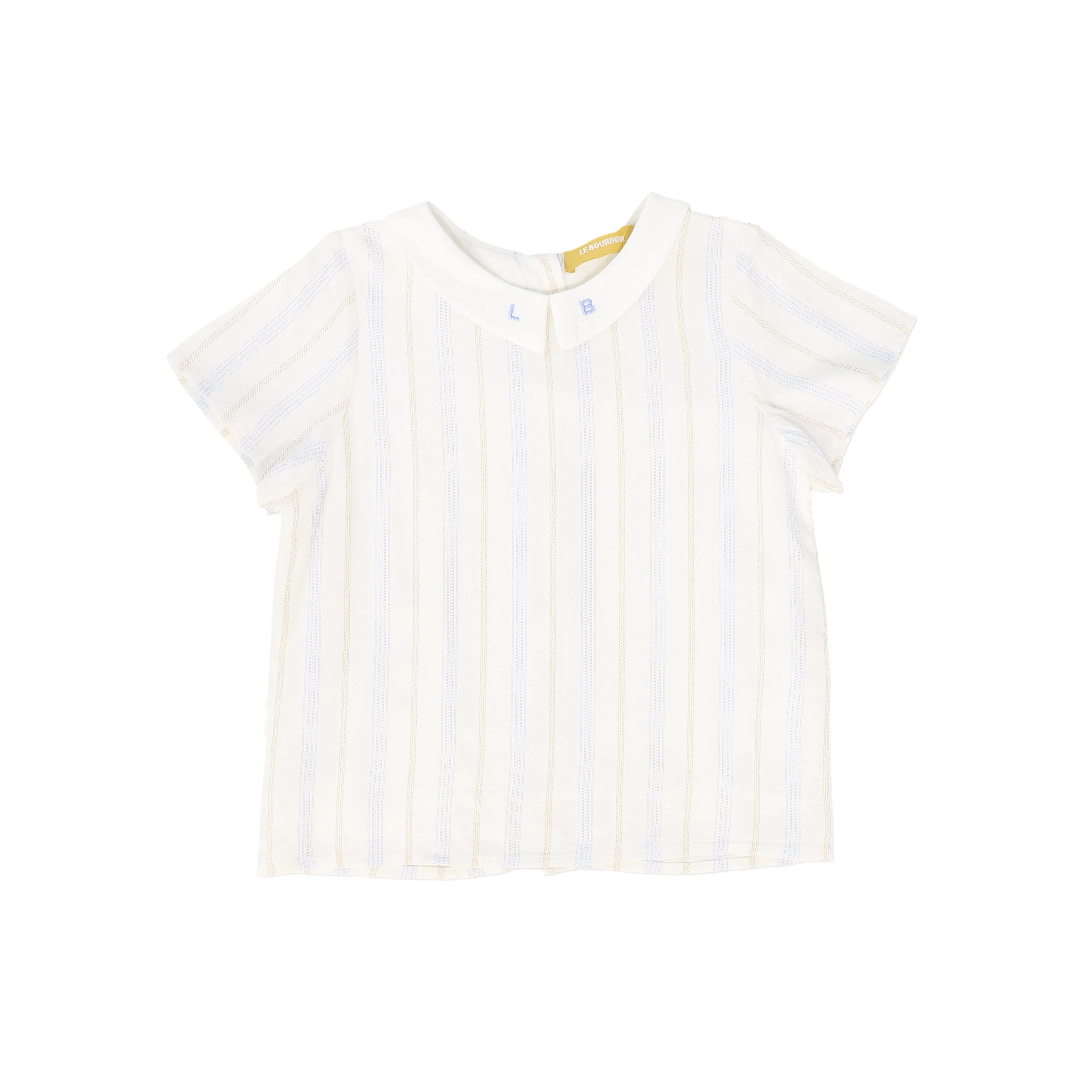 LE BOURDON IVORY/BLUE STRIPE COLLAR BLOUSE [FINAL SALE]