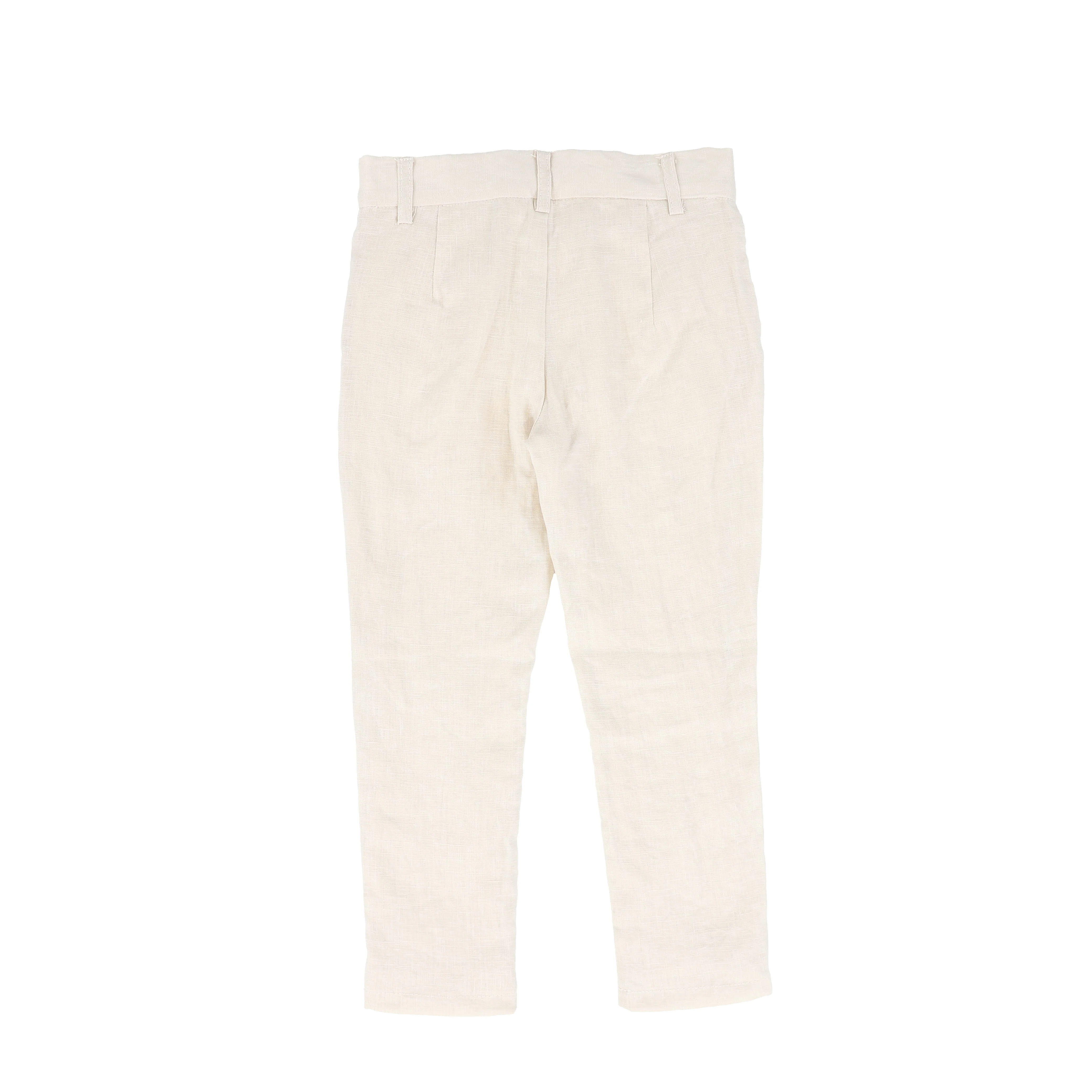 LE BOURDON TAN FITTED LINEN PANTS - Image 2