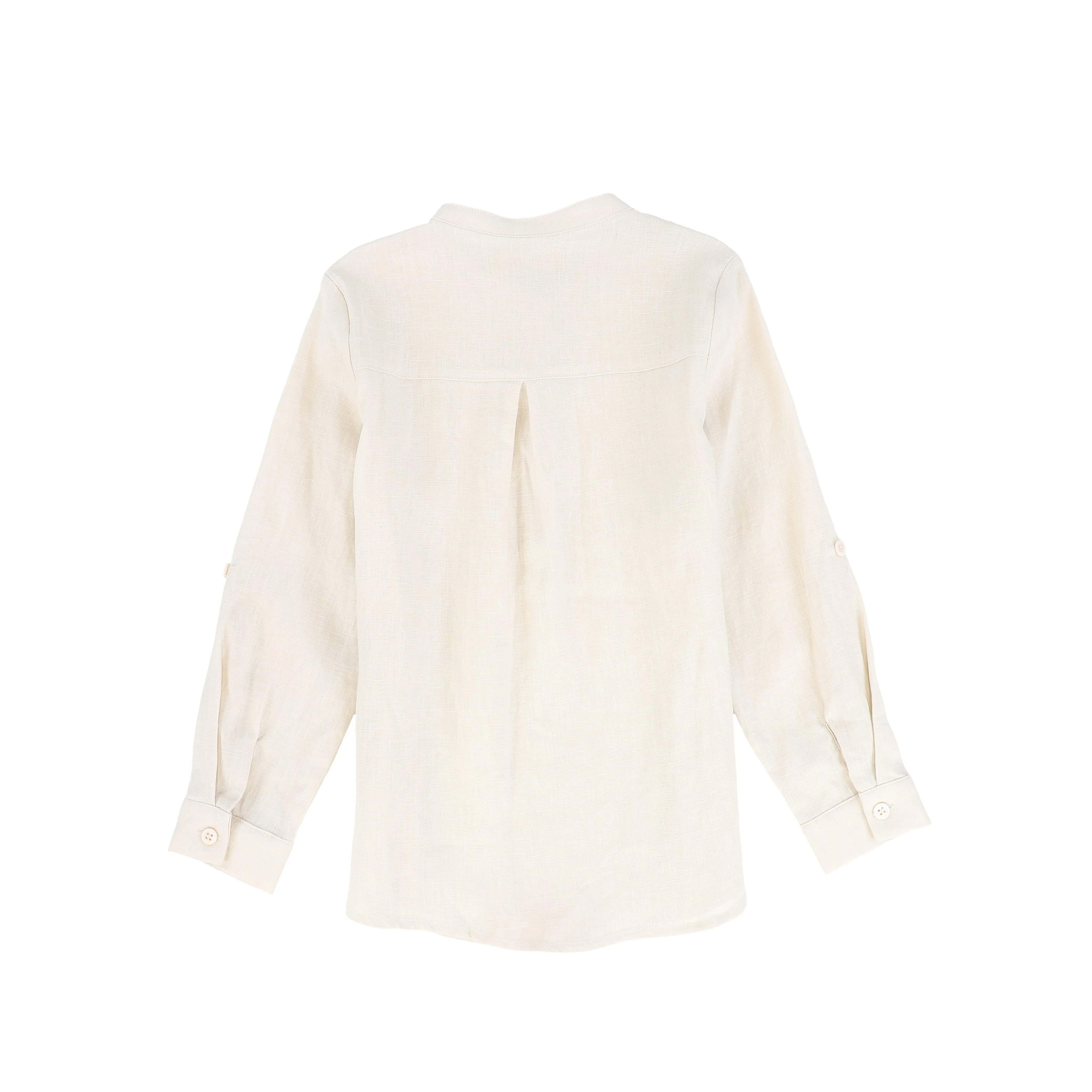 LE BOURDON TAN LINEN BUTTON BLOUSE - Image 2