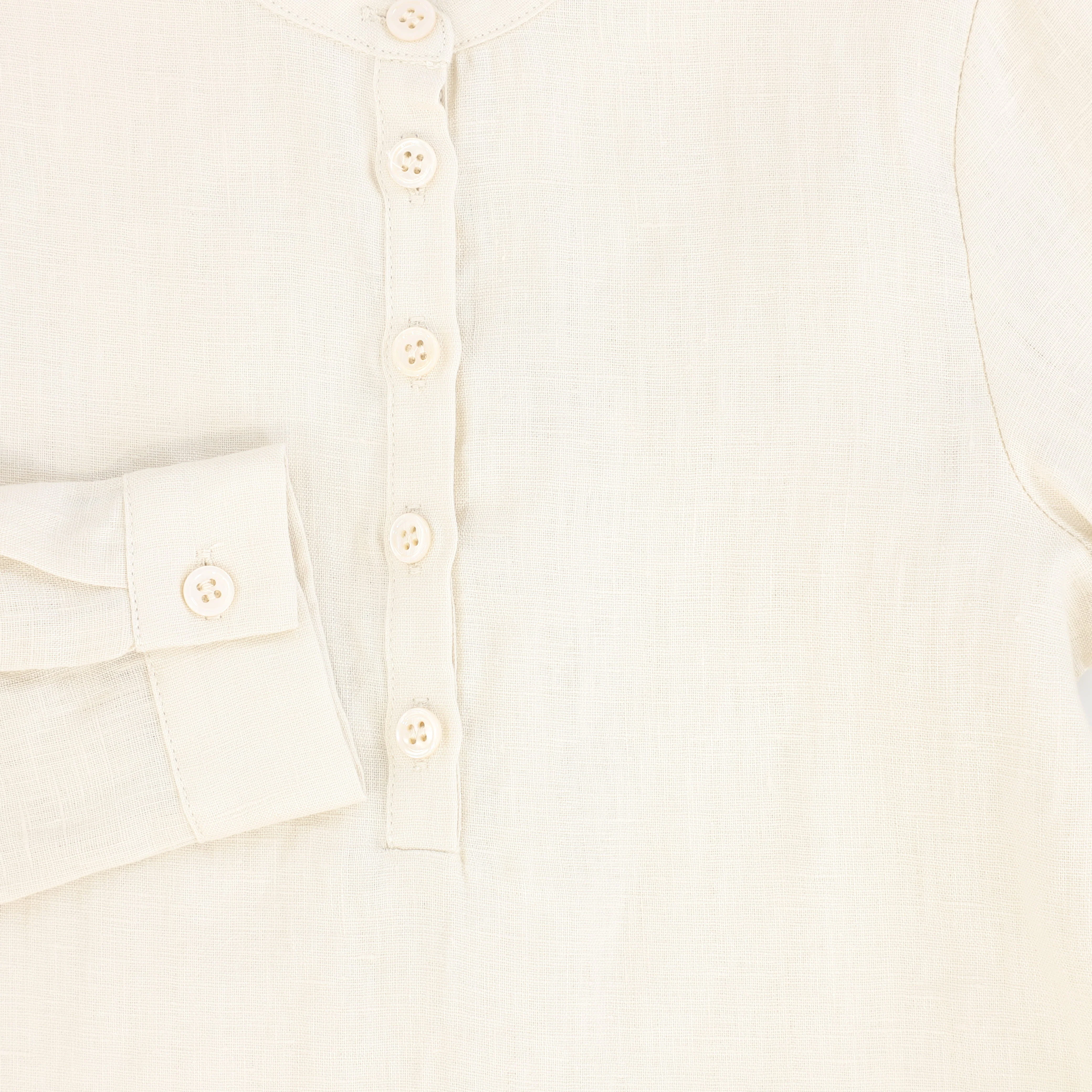 LE BOURDON TAN LINEN BUTTON BLOUSE - Image 3