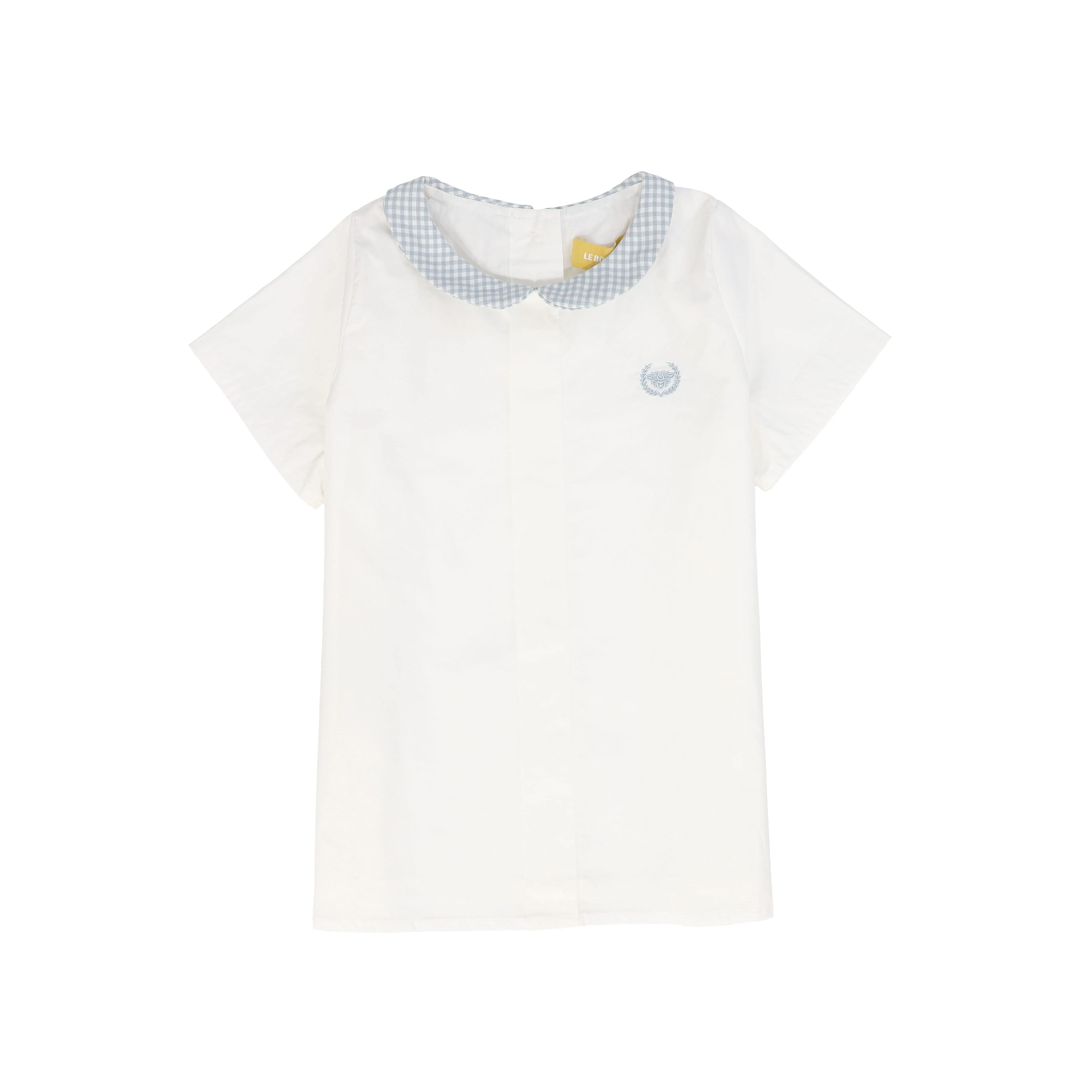 LE BOURDON WHITE/BLUE LINEN COLLAR BLOUSE
