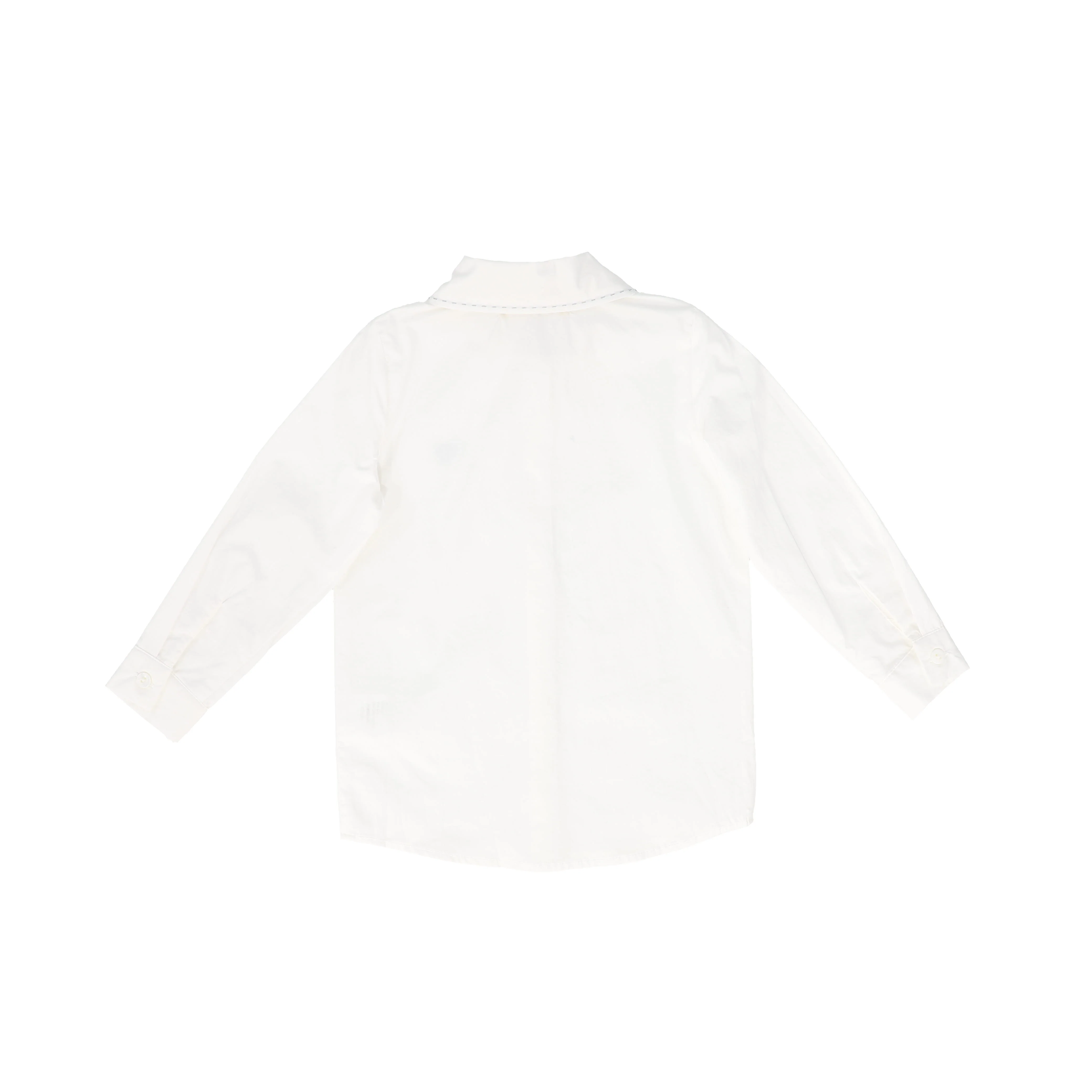 LE BOURDON WHITE/BLUE SCALLOP STITCH BLOUSE - Image 2