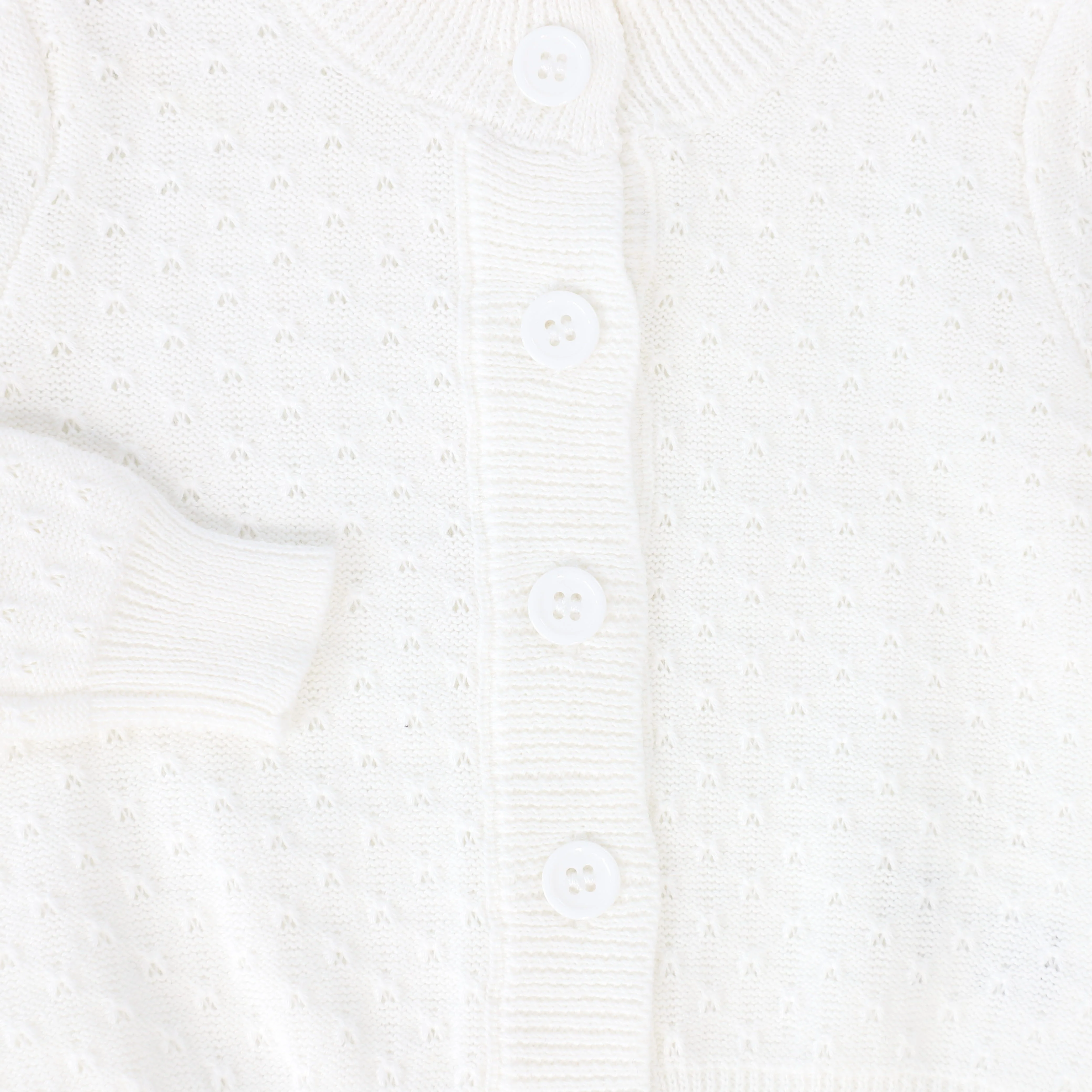 LE BOURDON WHITE POINTELLE BUTTON CARDIGAN - Image 3