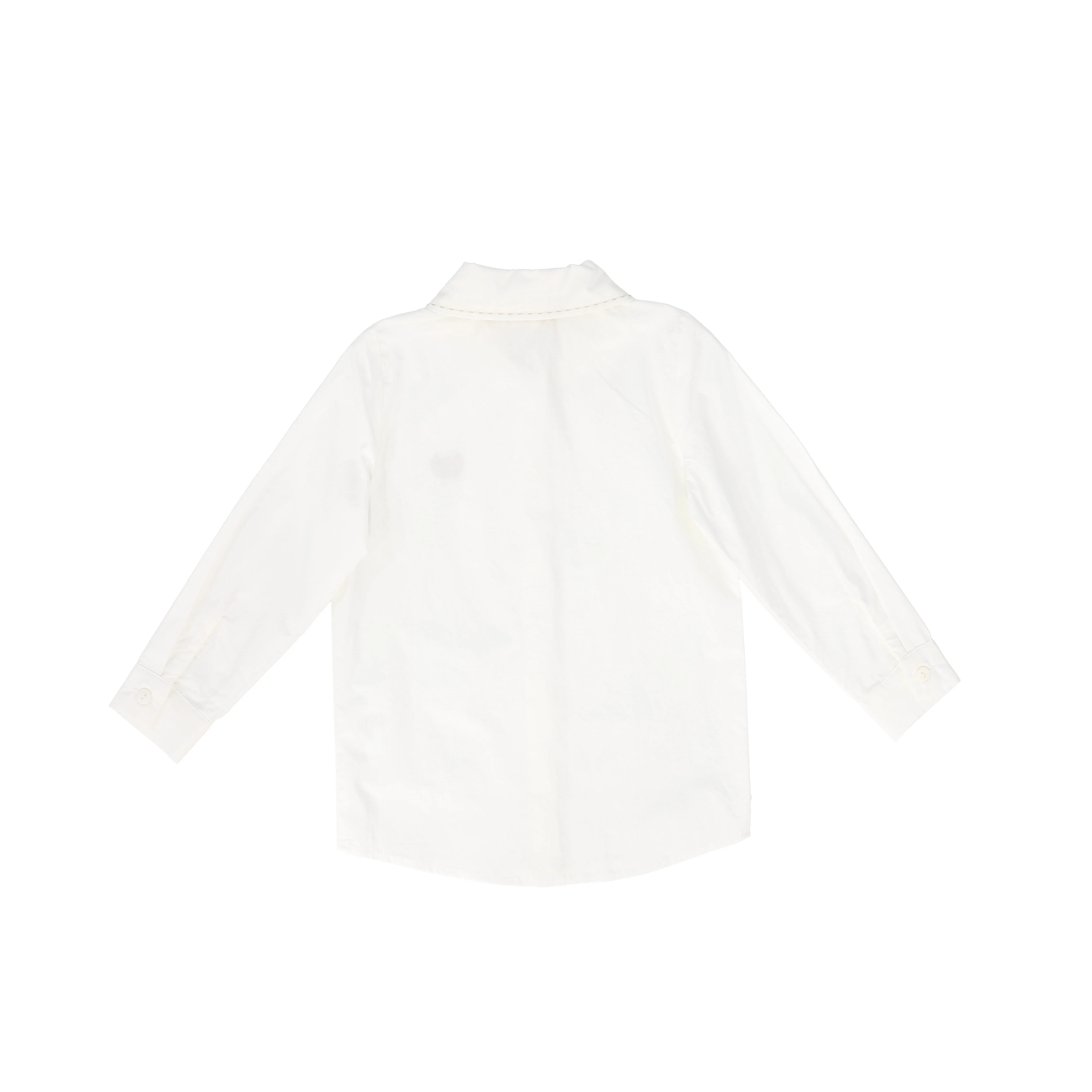 LE BOURDON WHITE/TAN SCALLOP STITCH BLOUSE - Image 2