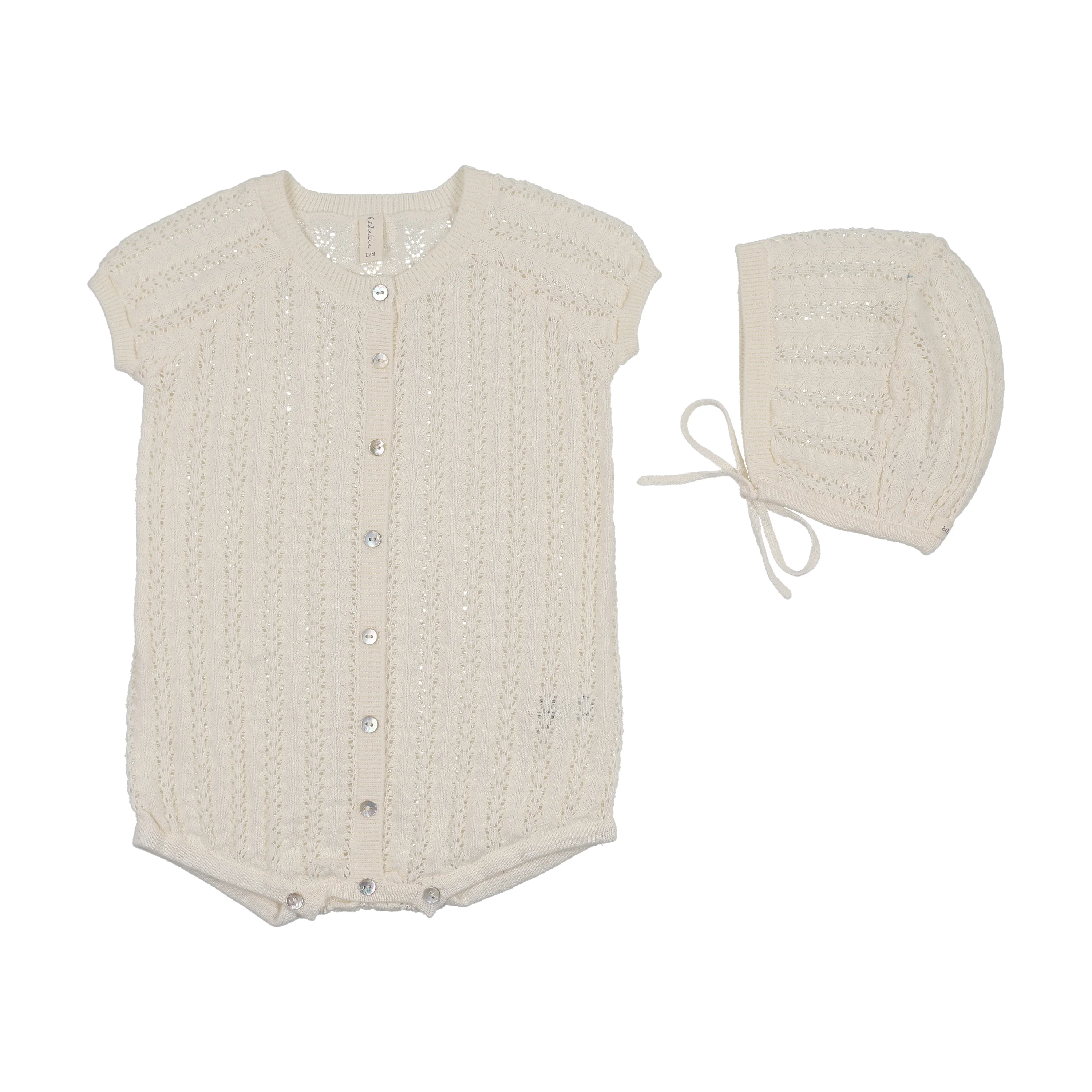 LILETTE CREAM CROCHET KNIT ROMPER SET